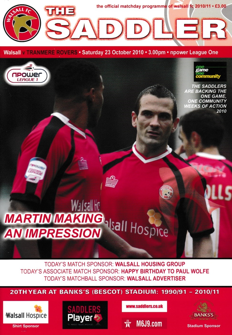 Match Programme for 23/10/2010
