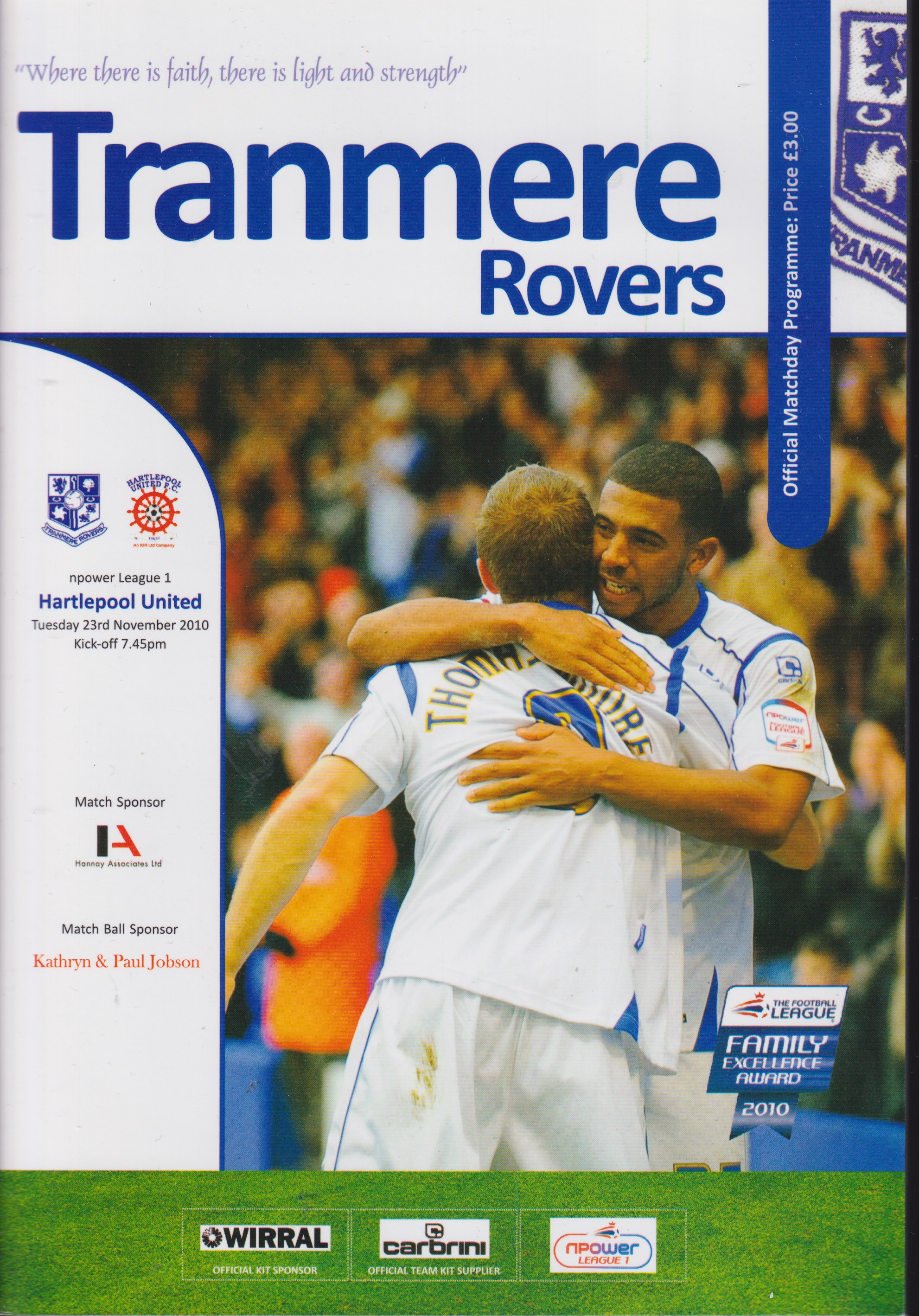 Match Programme for 23/11/2010