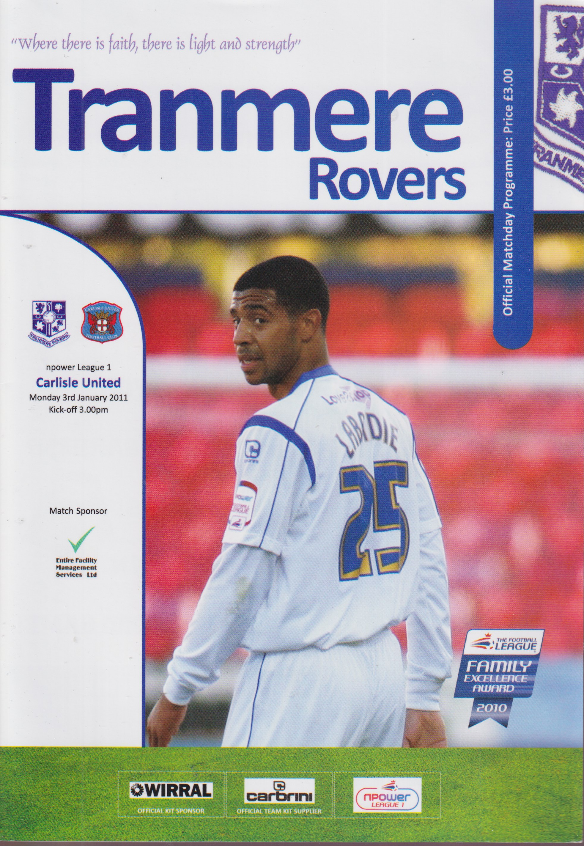 Match Programme for 03/01/2011