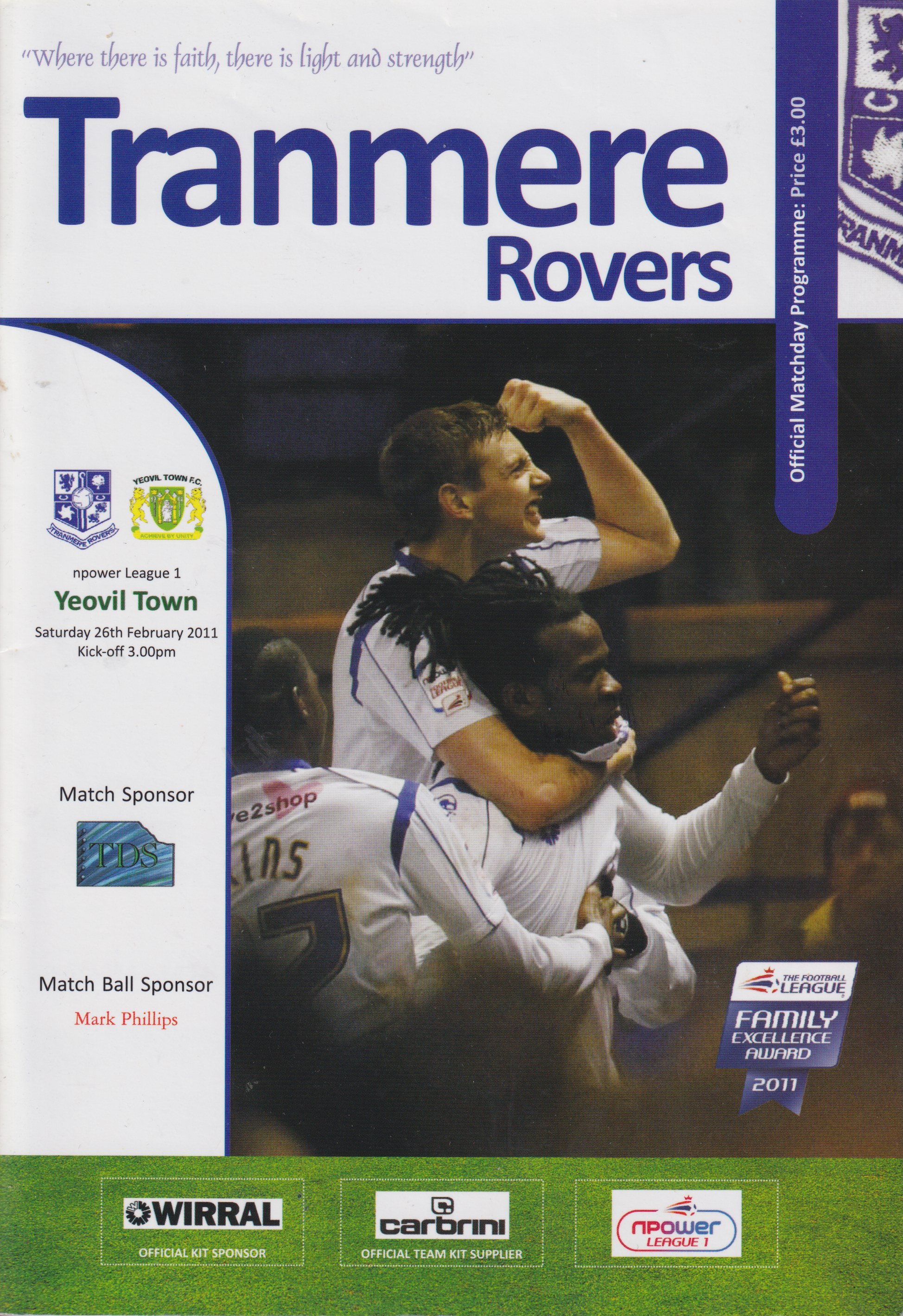 Match Programme for 26/02/2011