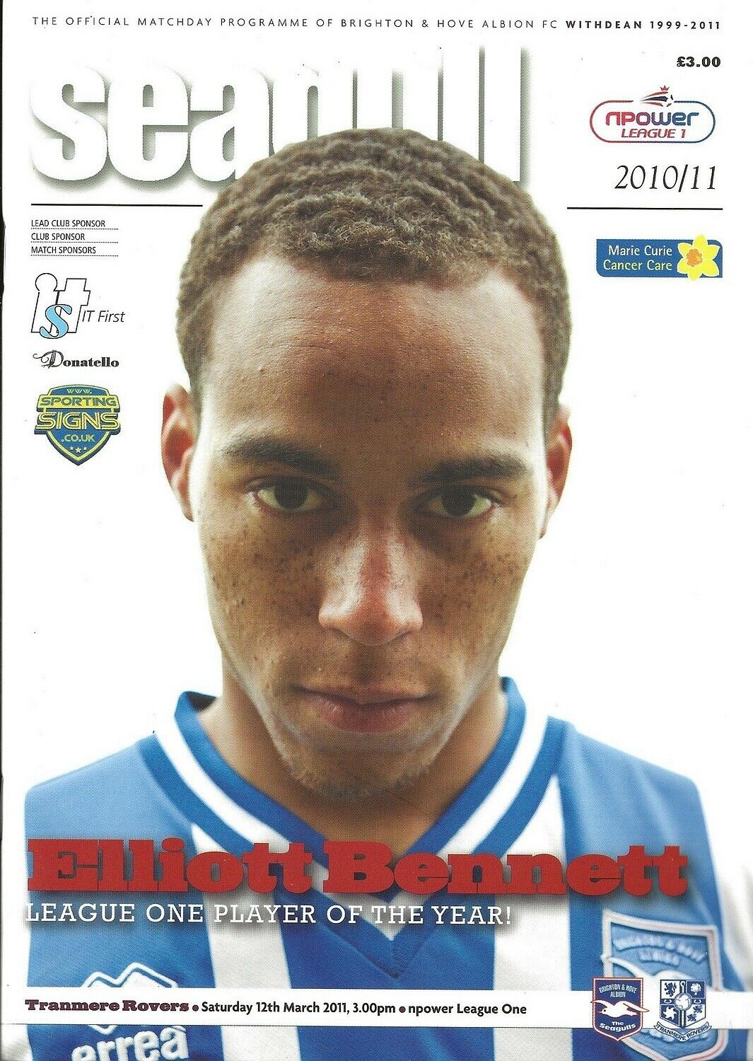 Match Programme for 12/03/2011