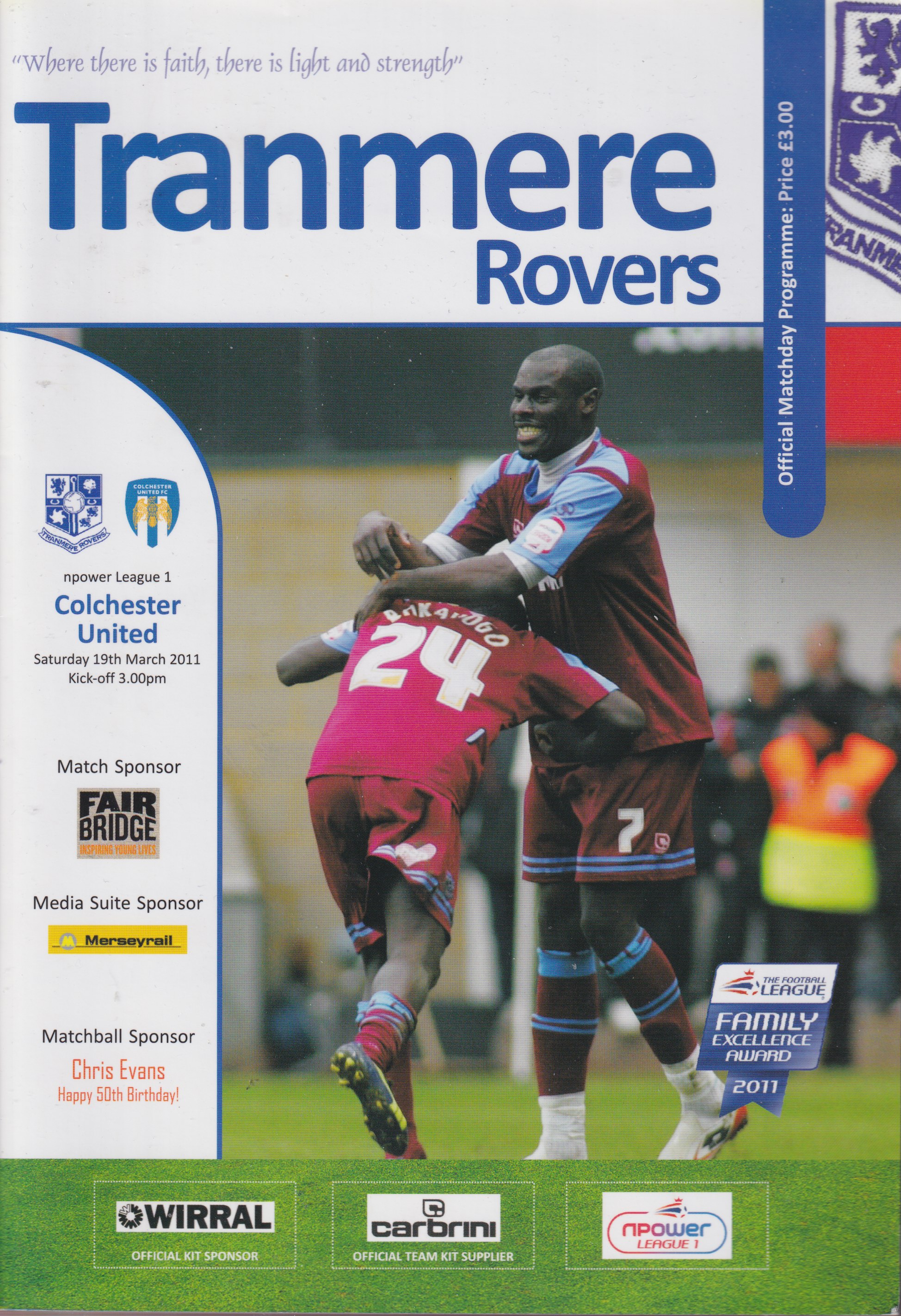 Match Programme for 19/03/2011