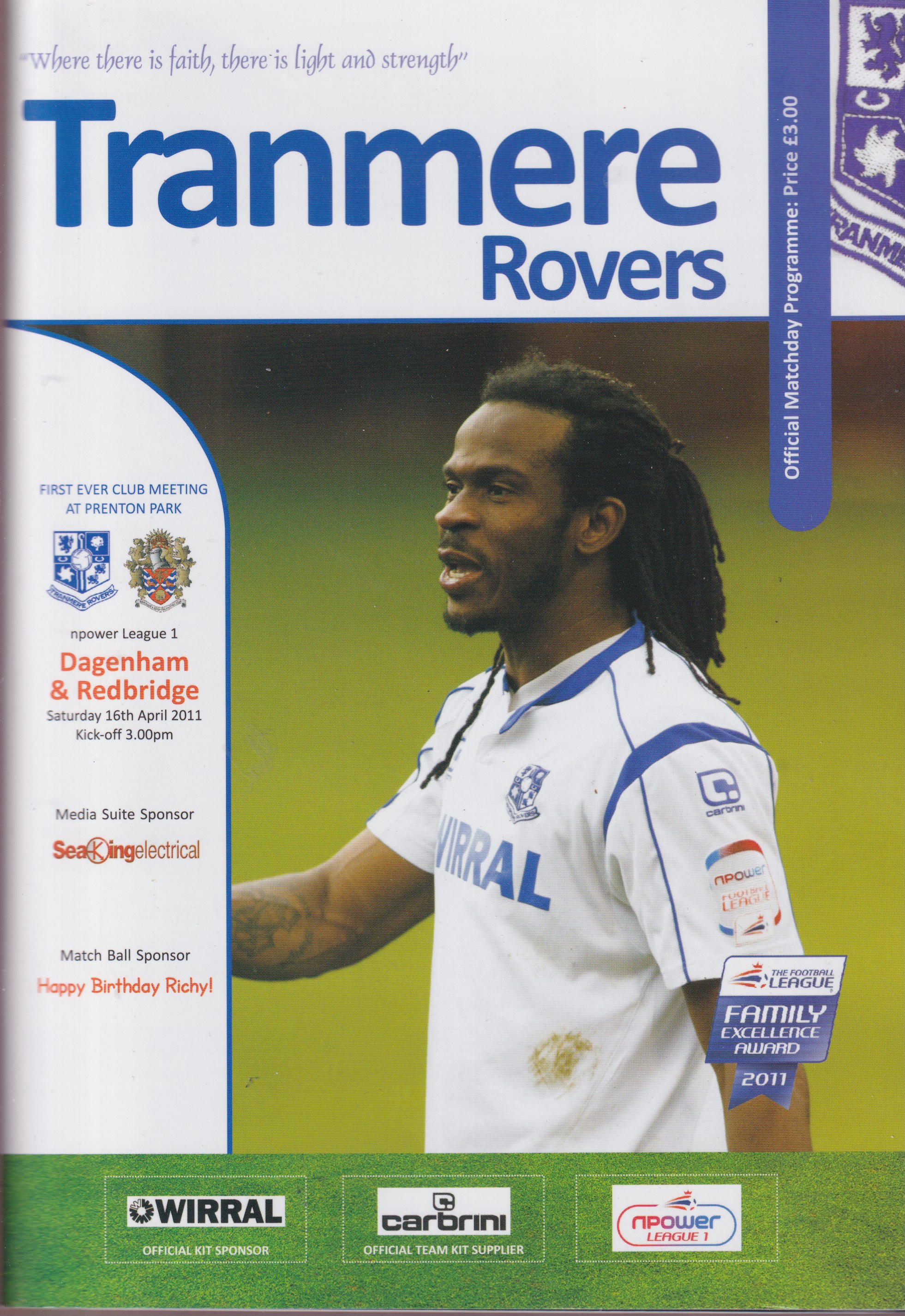 Match Programme for 16/04/2011