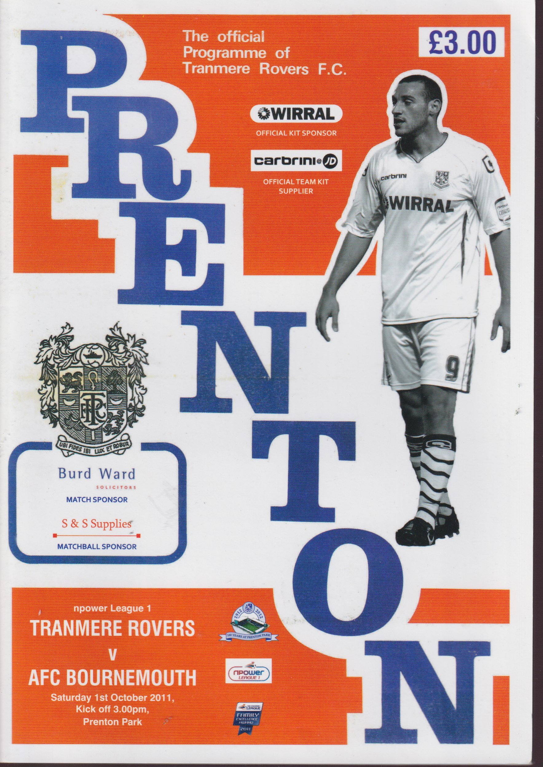 Match Programme for 01/10/2011