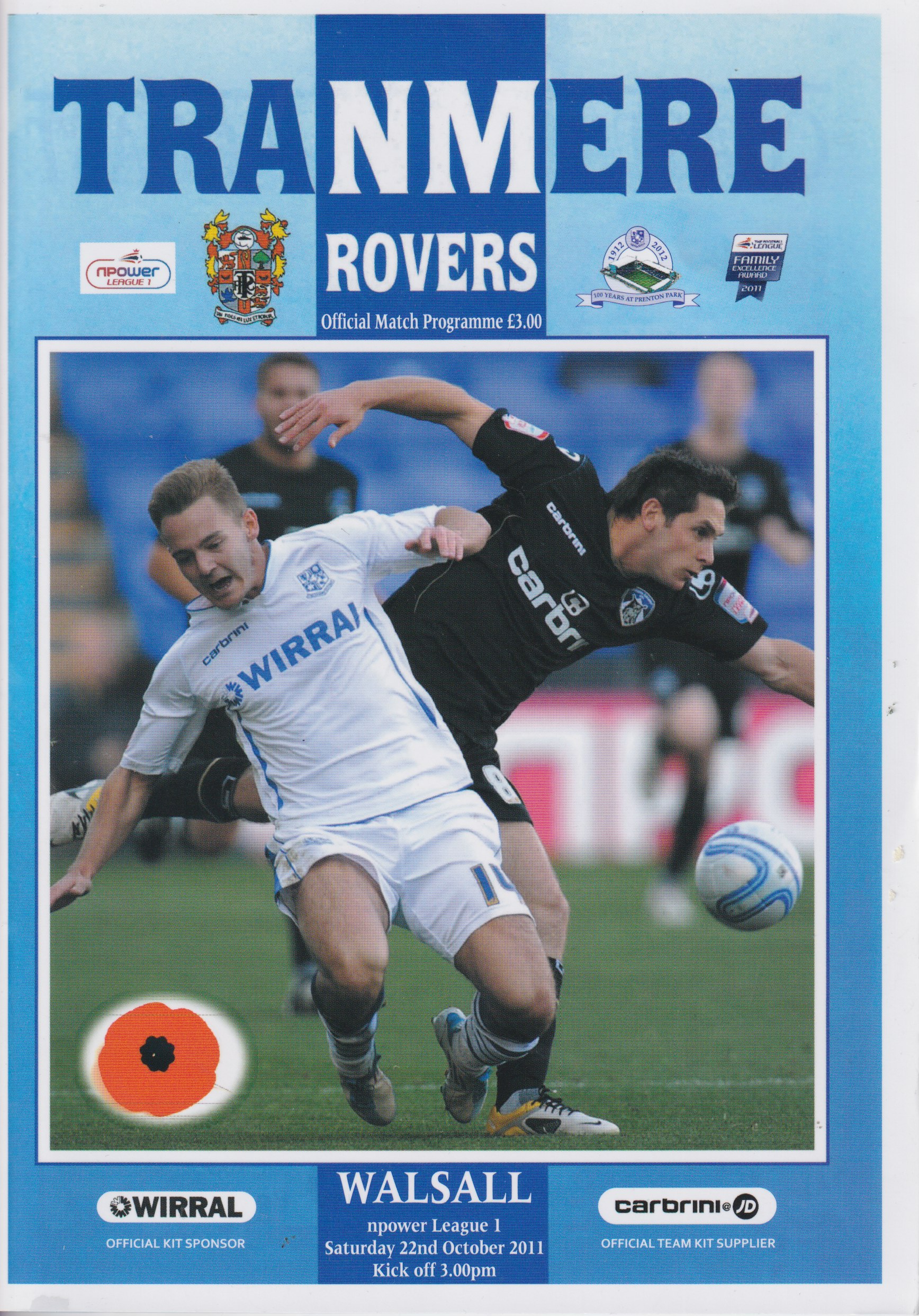 Match Programme for 22/10/2011