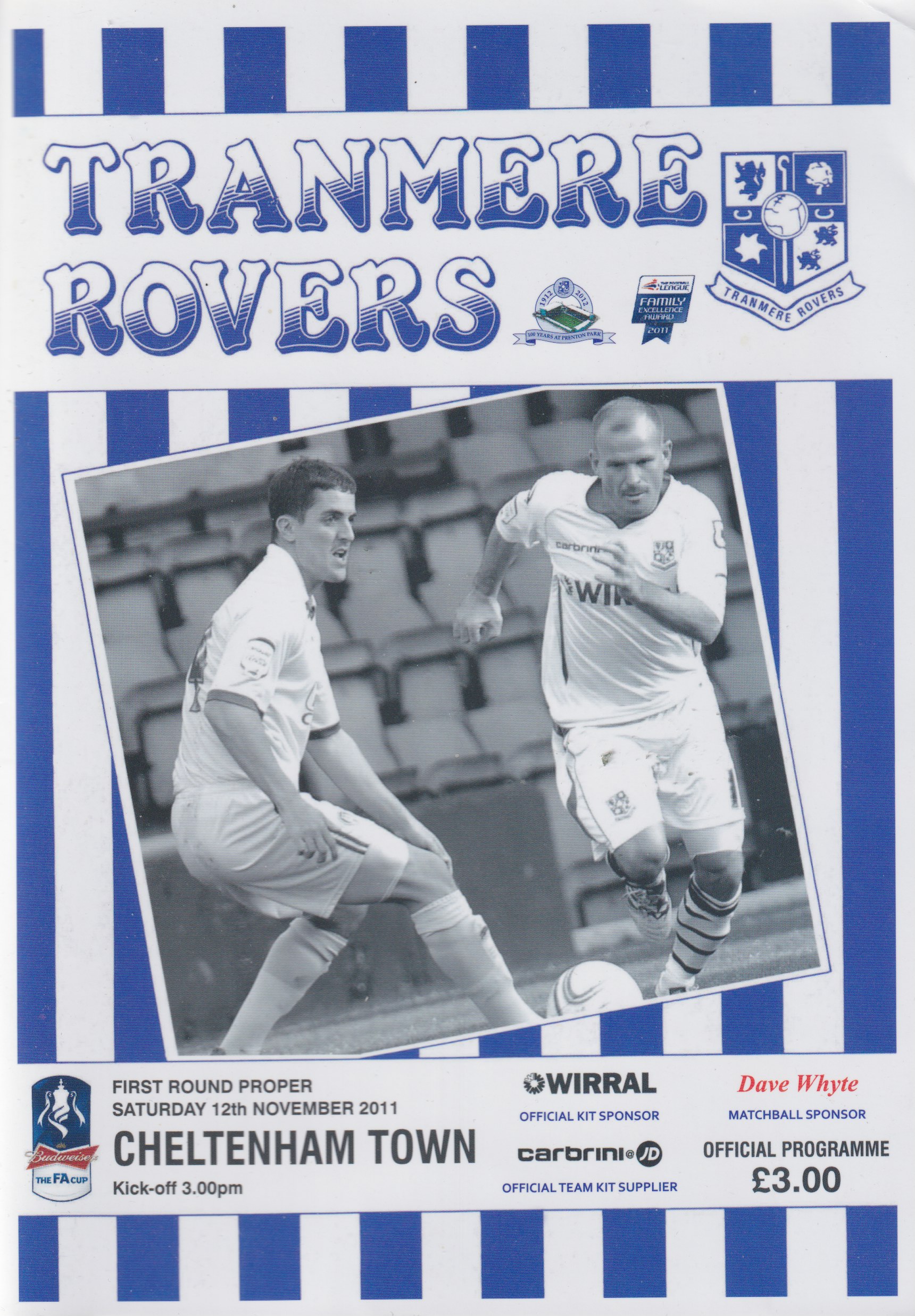 Match Programme for 12/11/2011