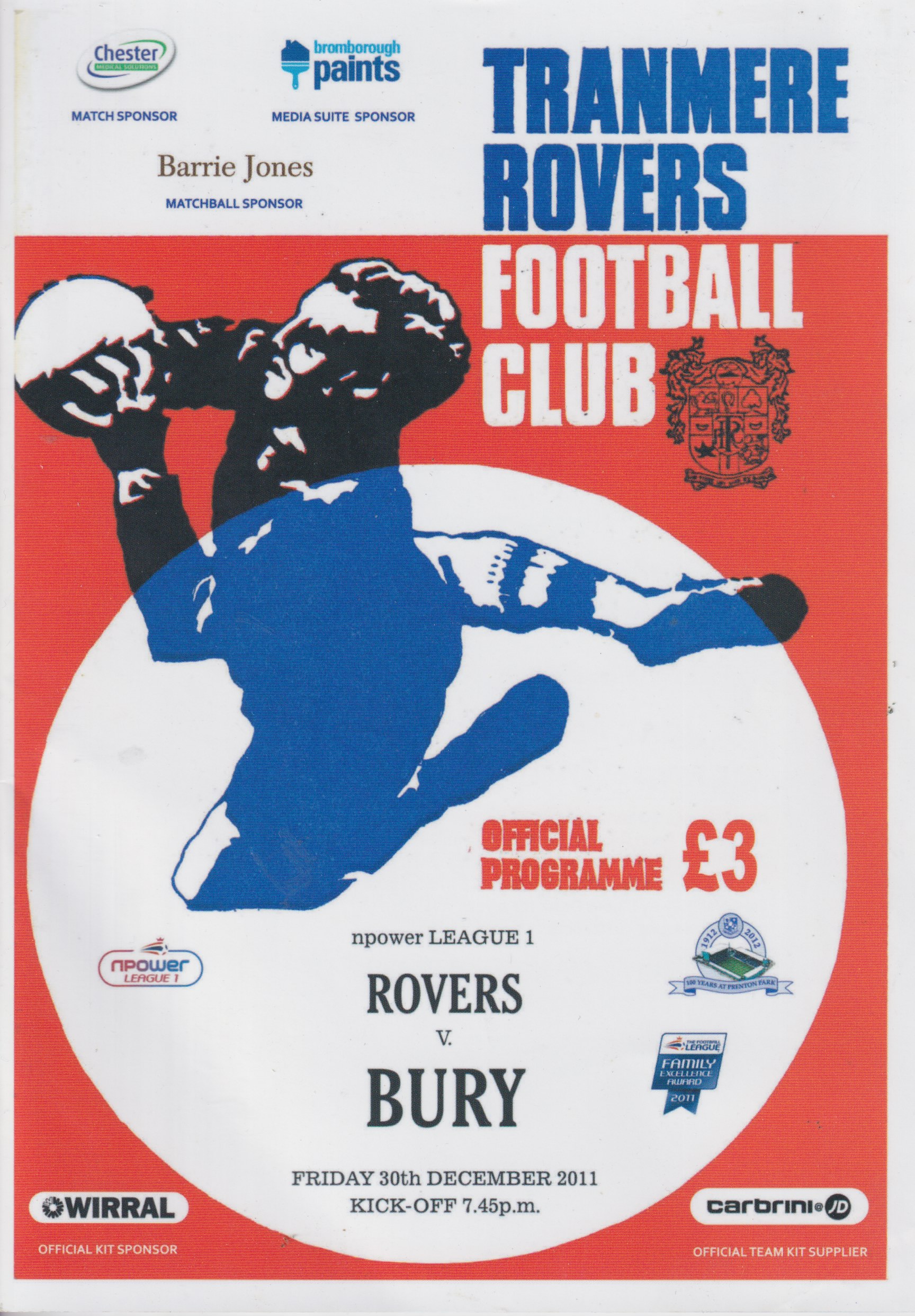 Match Programme for 30/12/2011