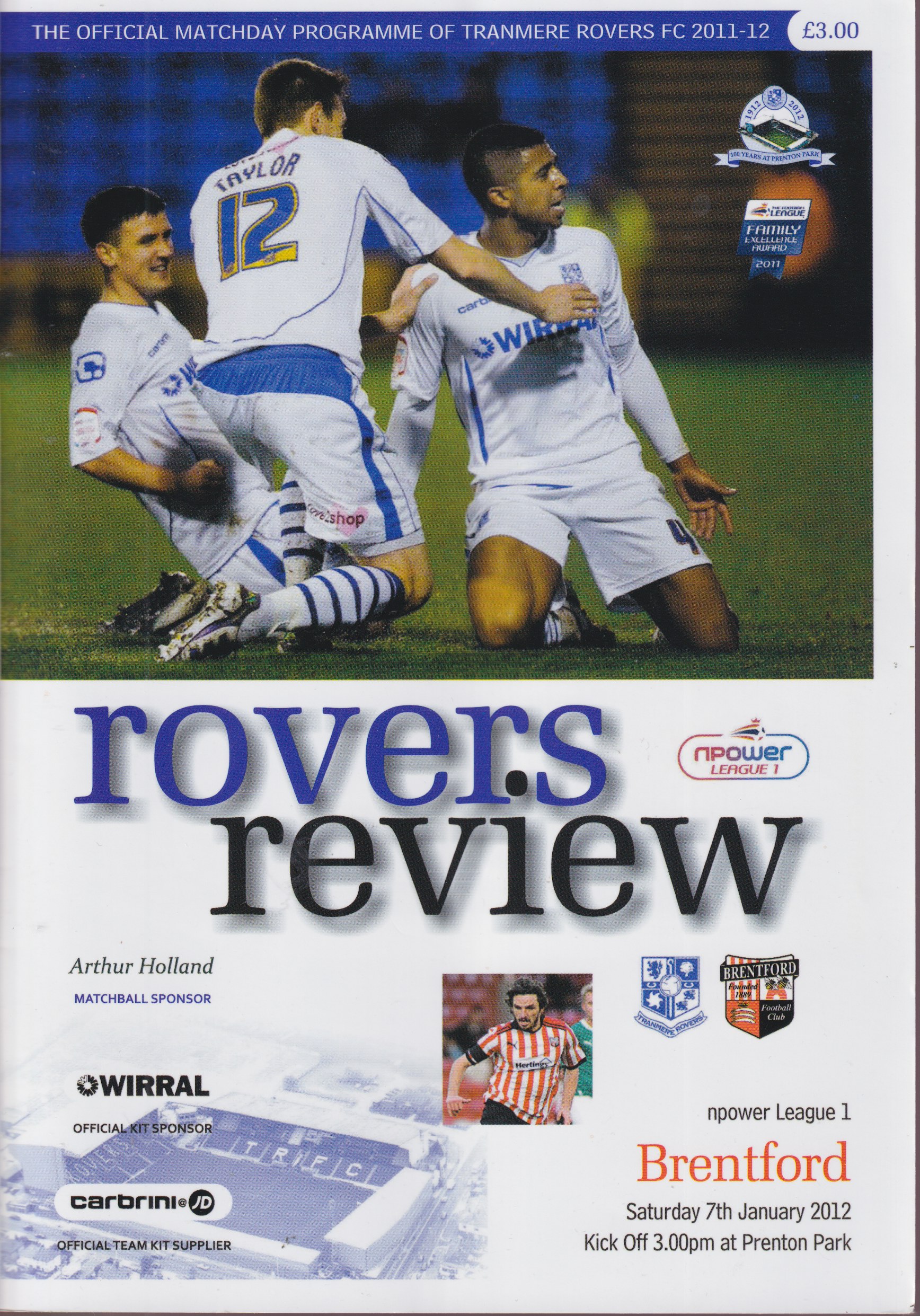 Match Programme for 07/01/2012