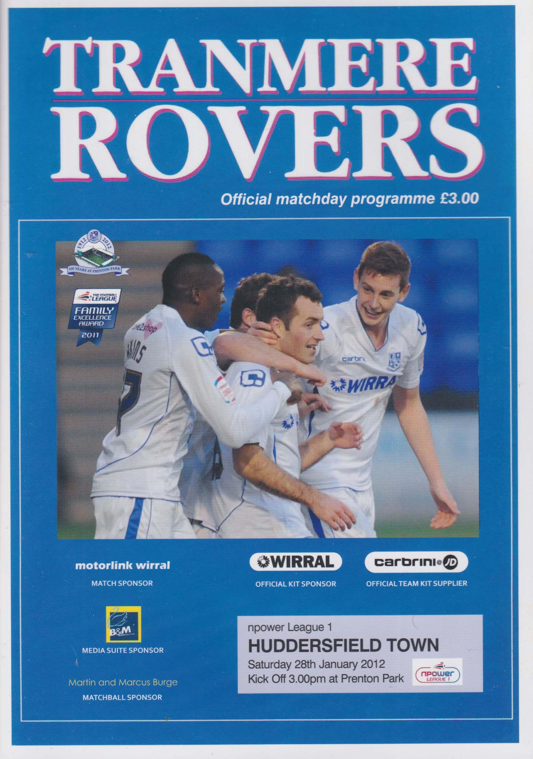 Match Programme for 28/01/2012