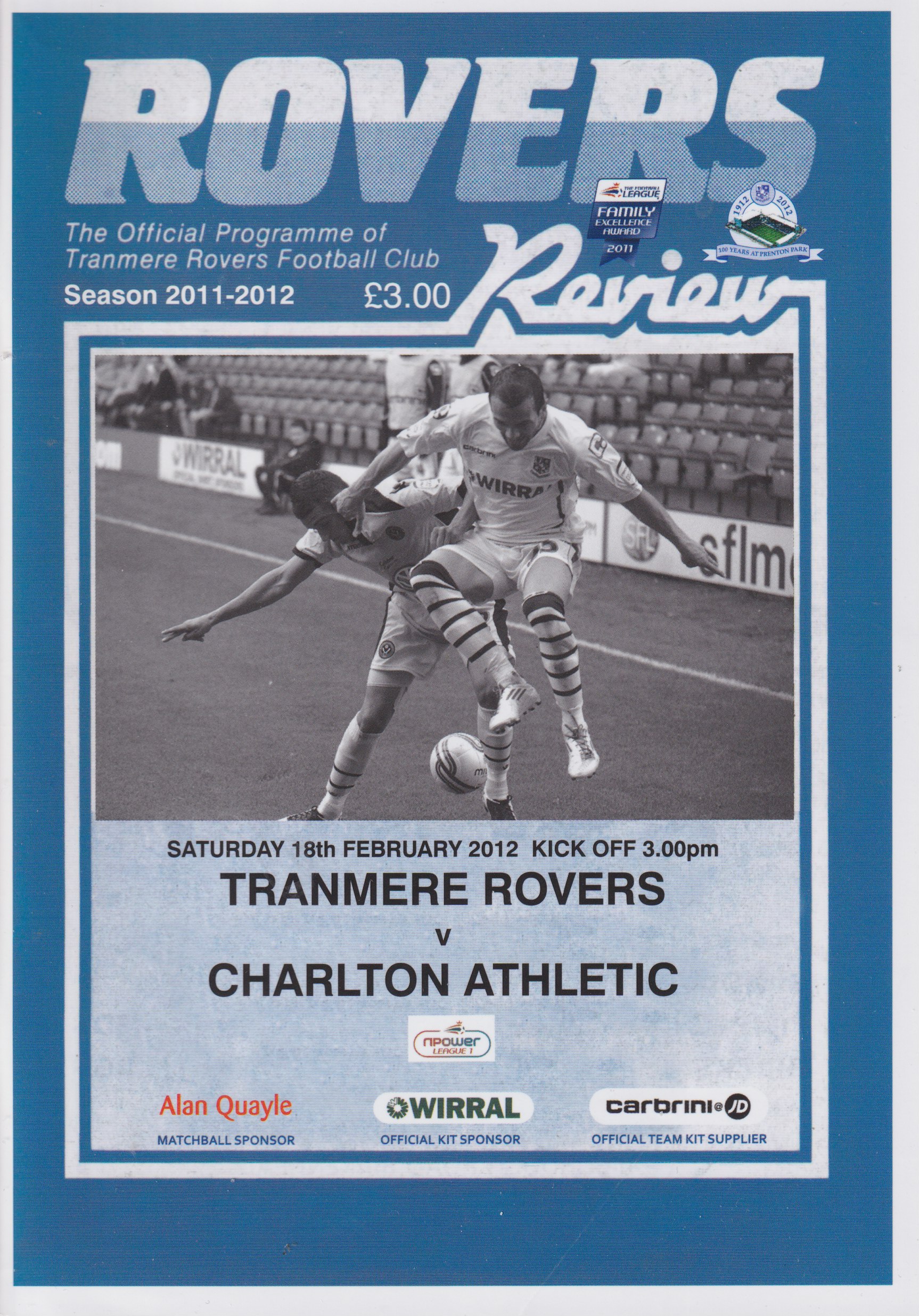 Match Programme for 18/02/2012
