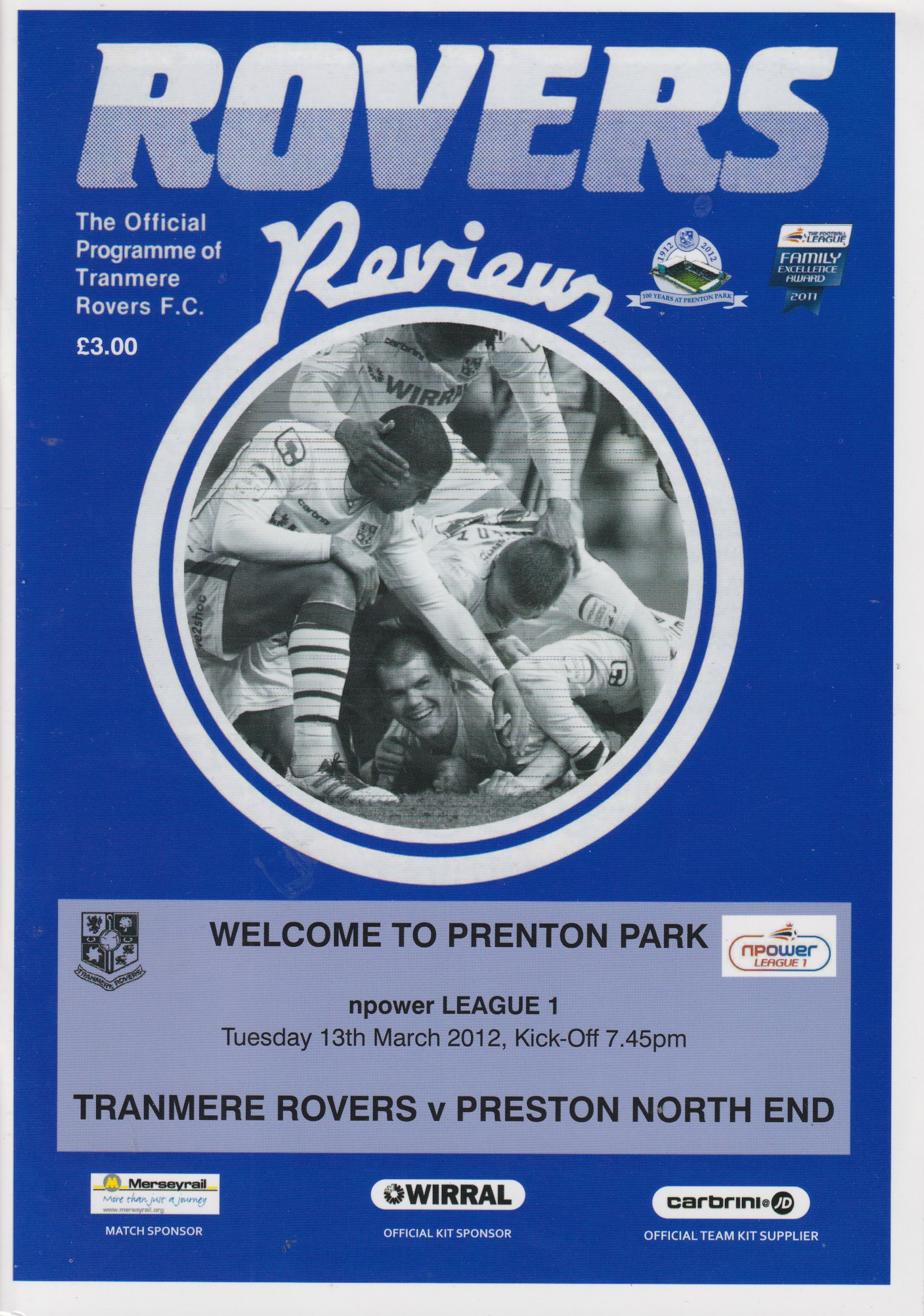 Match Programme for 13/03/2012
