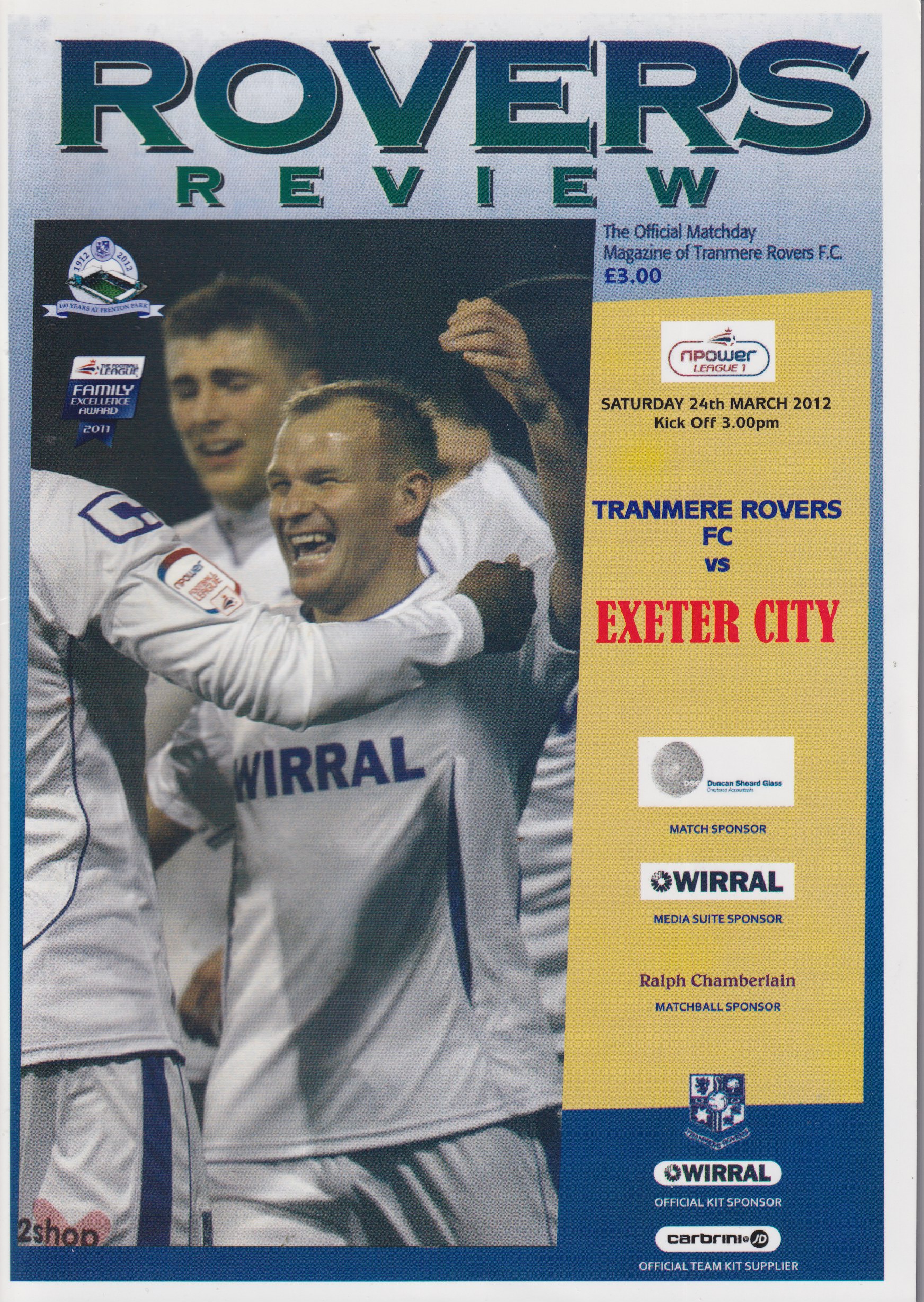 Match Programme for 24/03/2012