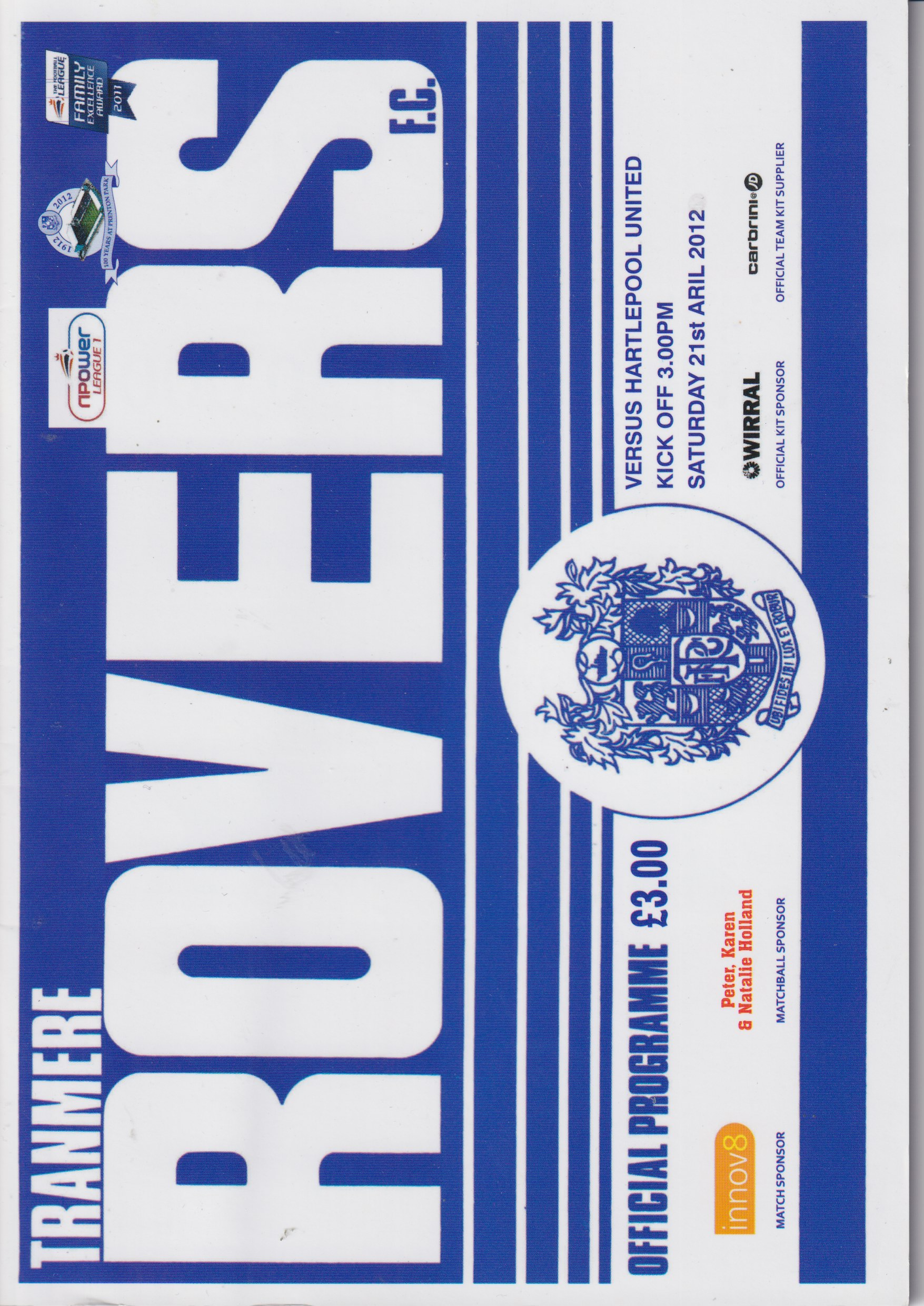 Match Programme for 21/04/2012