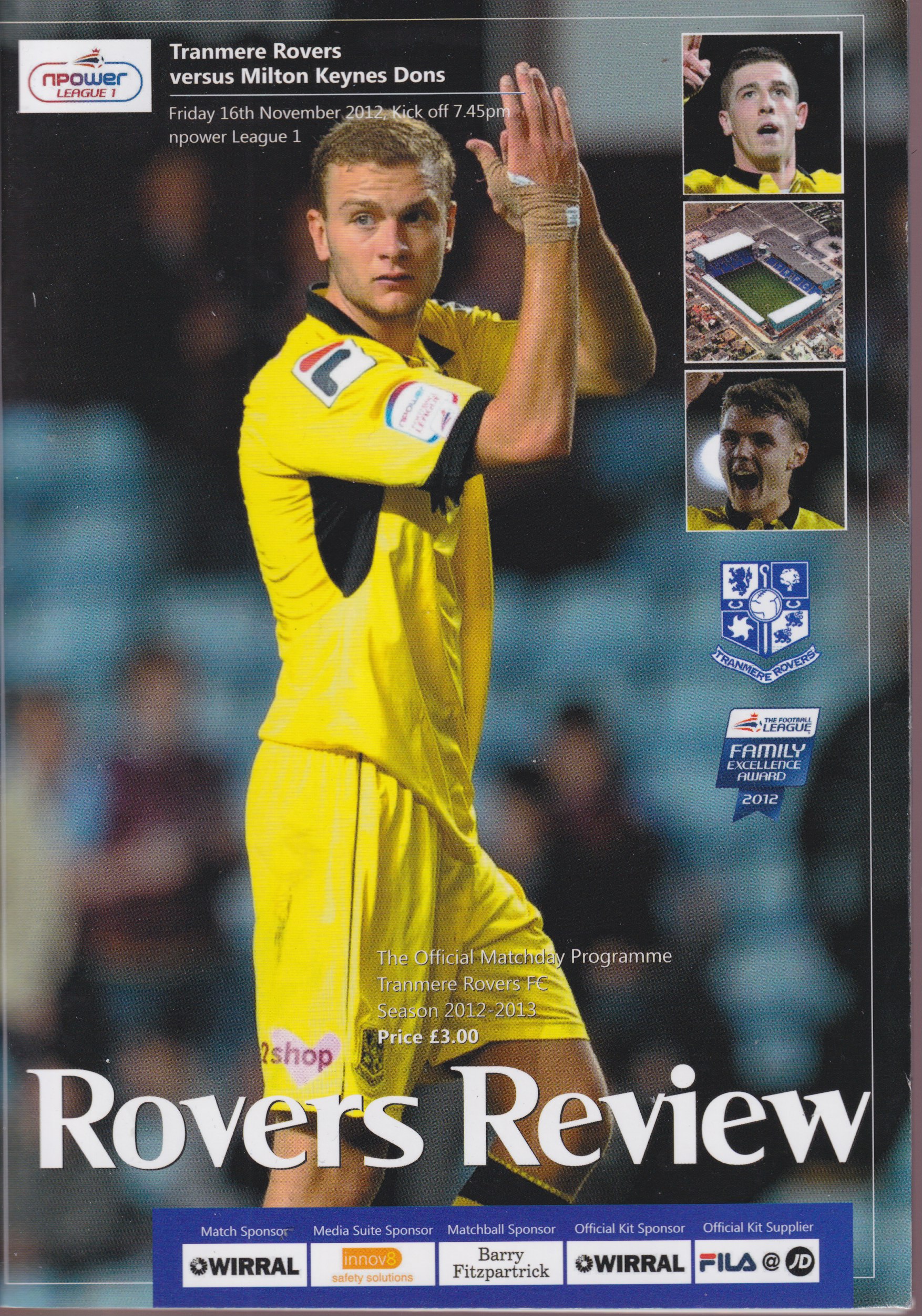Match Programme for 16/11/2012