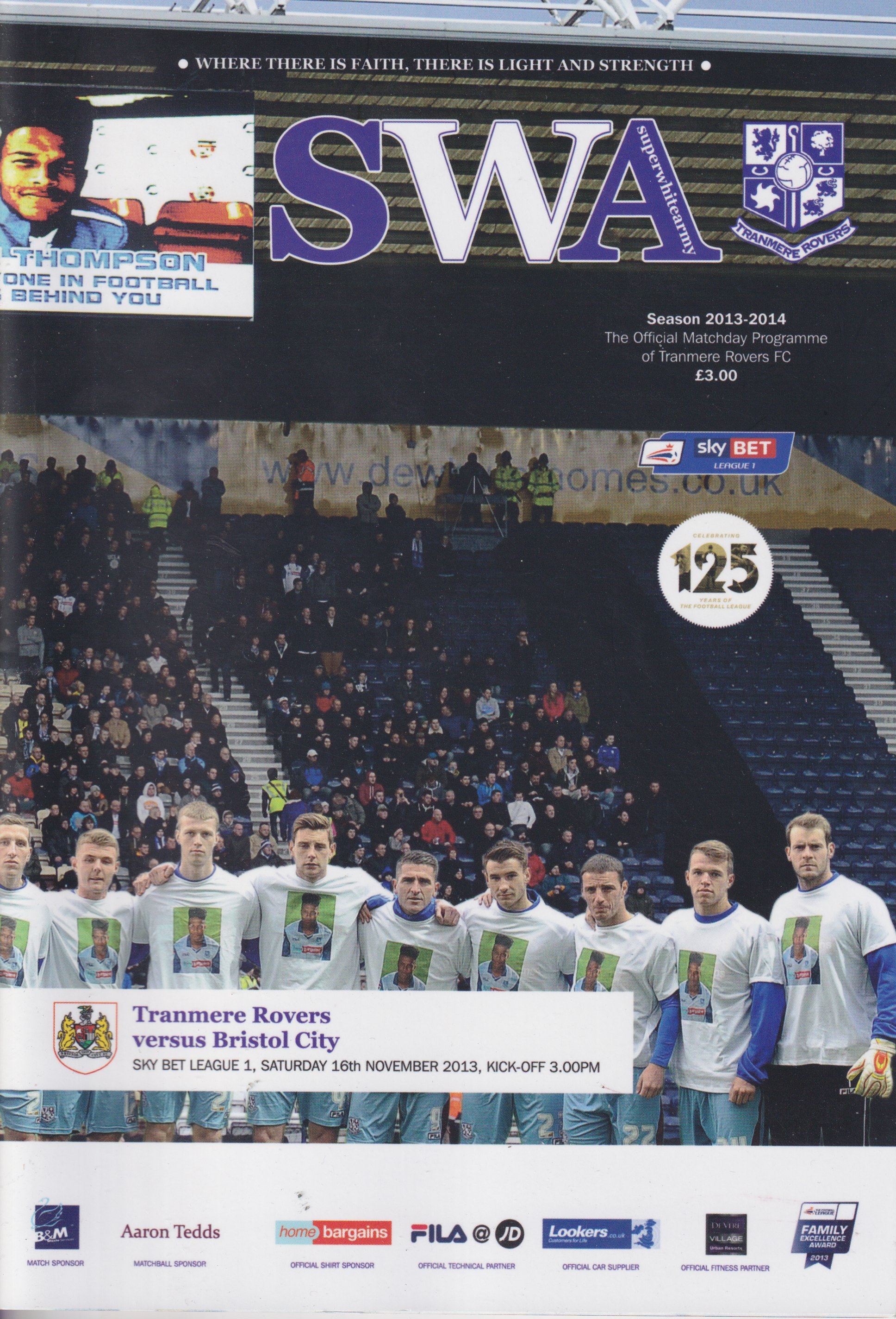 Match Programme for 16/11/2013