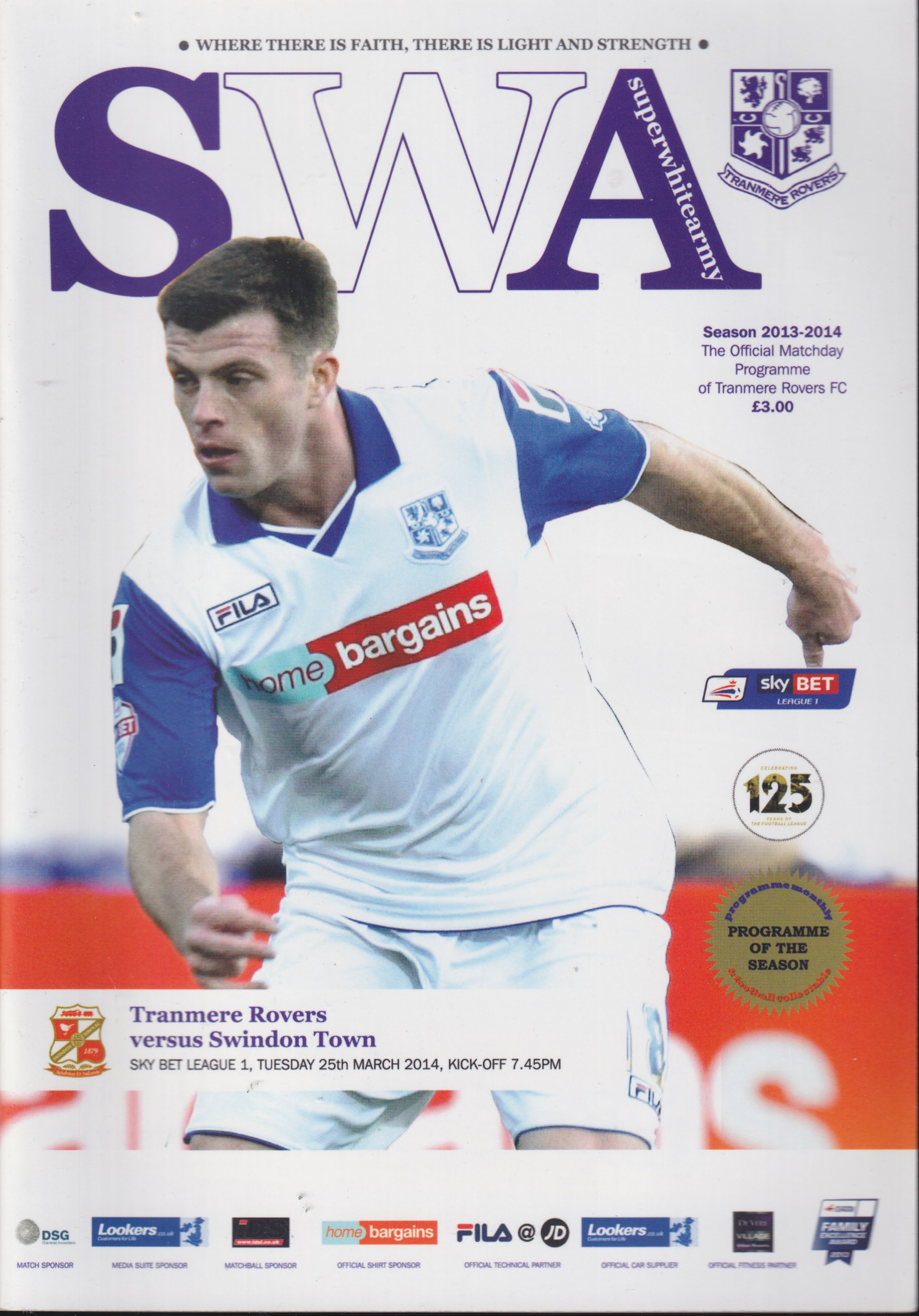 Match Programme for 25/03/2014