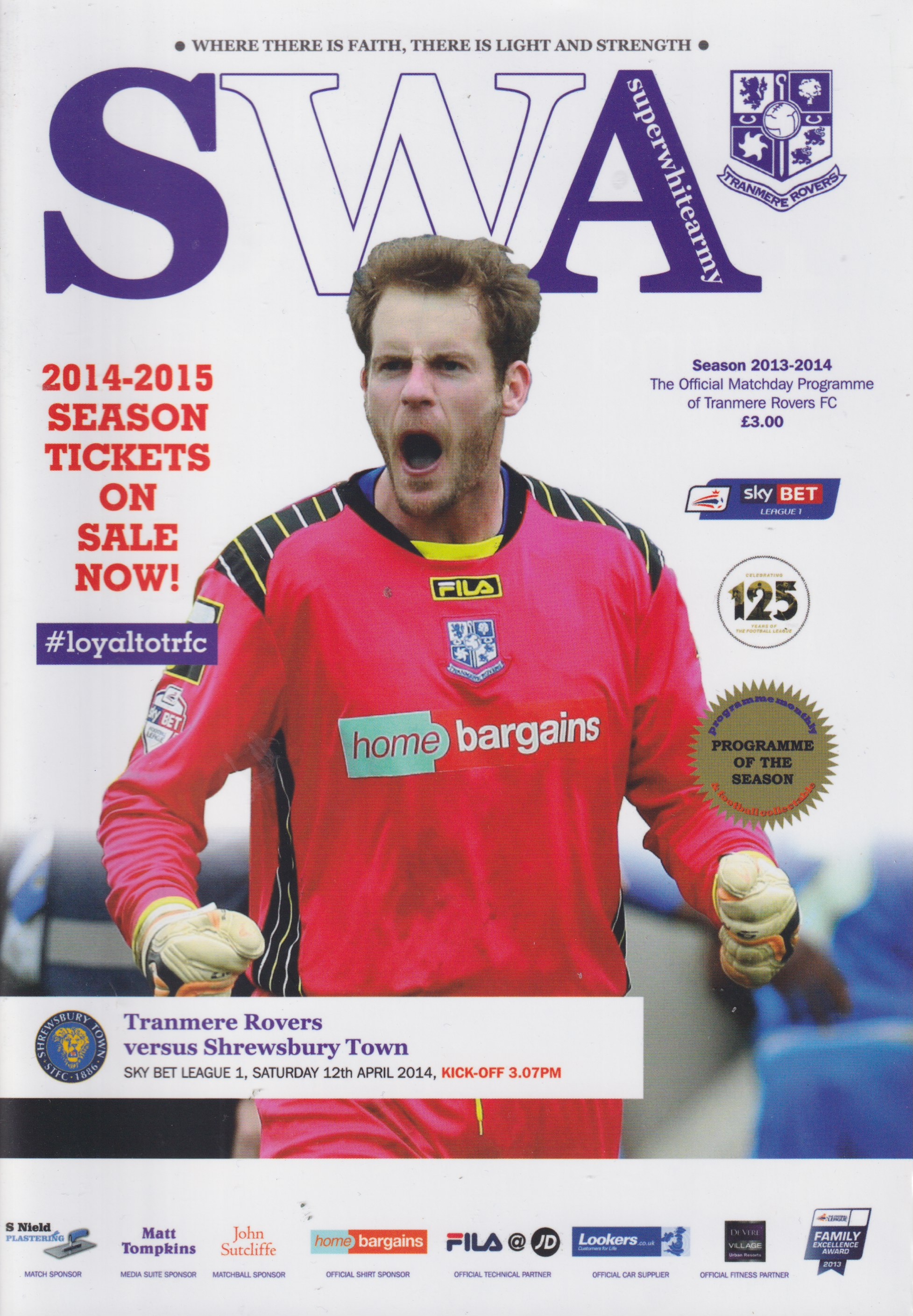 Match Programme for 12/04/2014