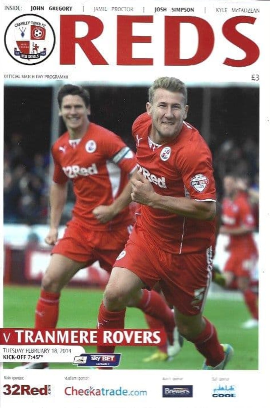 Match Programme for 15/04/2014