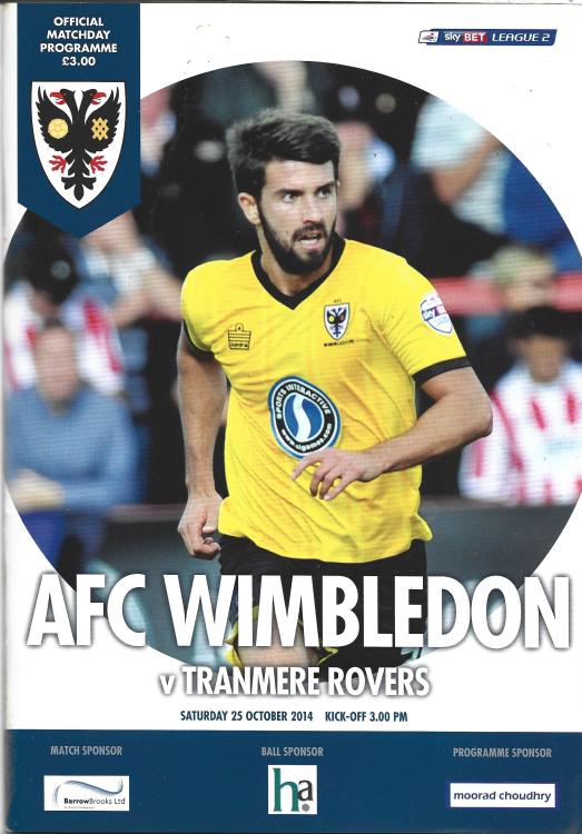 Match Programme for 25/10/2014