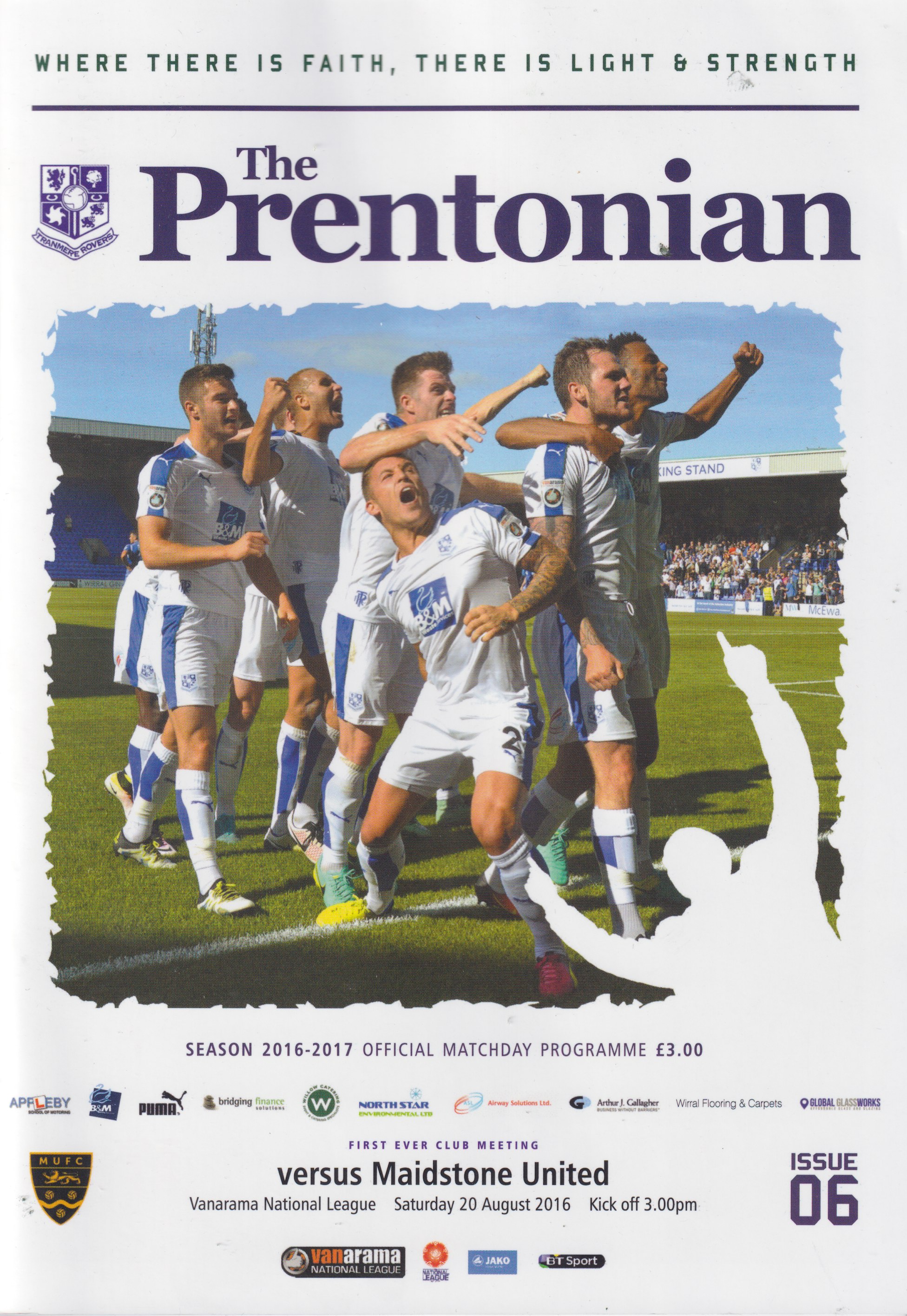 Match Programme for 20/08/2016
