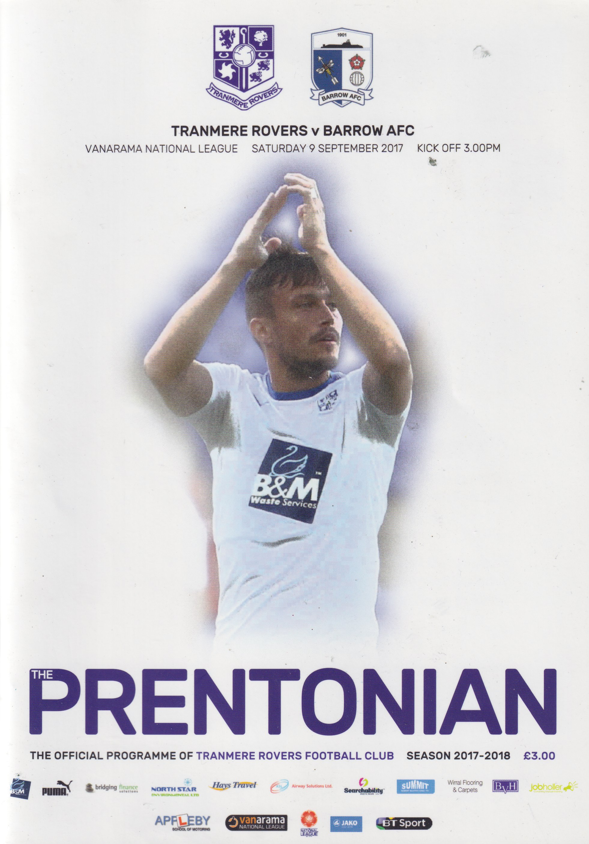 Match Programme for 09/09/2017