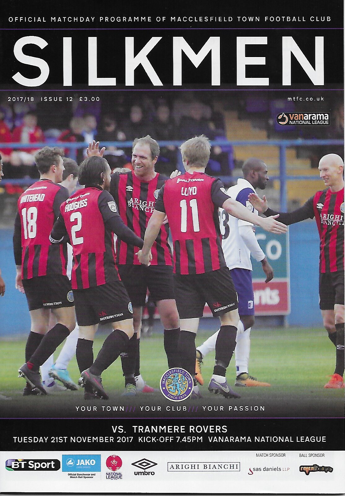 Match Programme for 21/11/2017