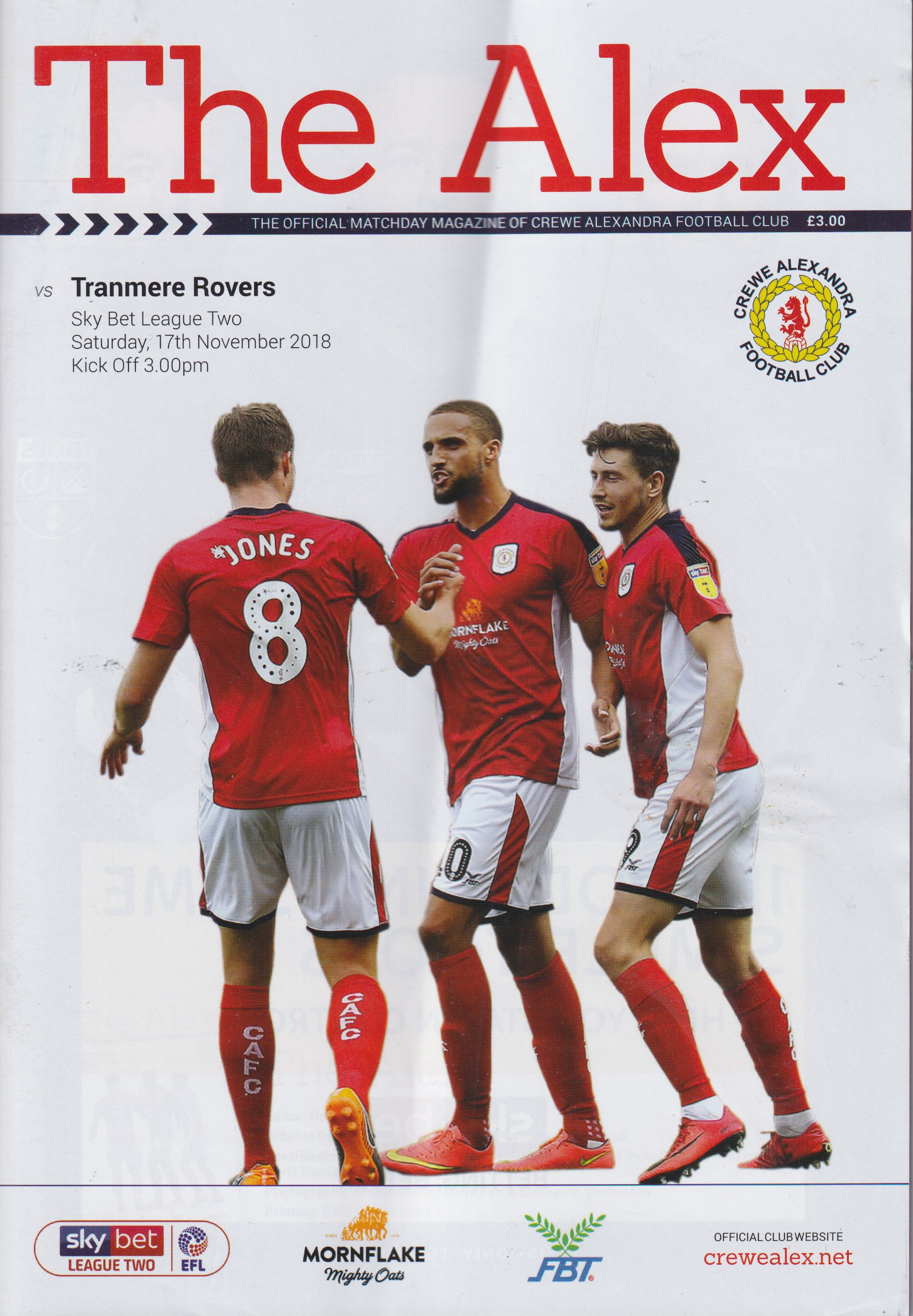Match Programme for 17/11/2018