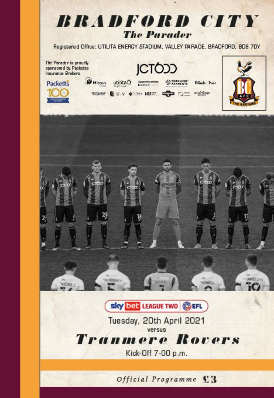 Match Programme for 20/04/2021