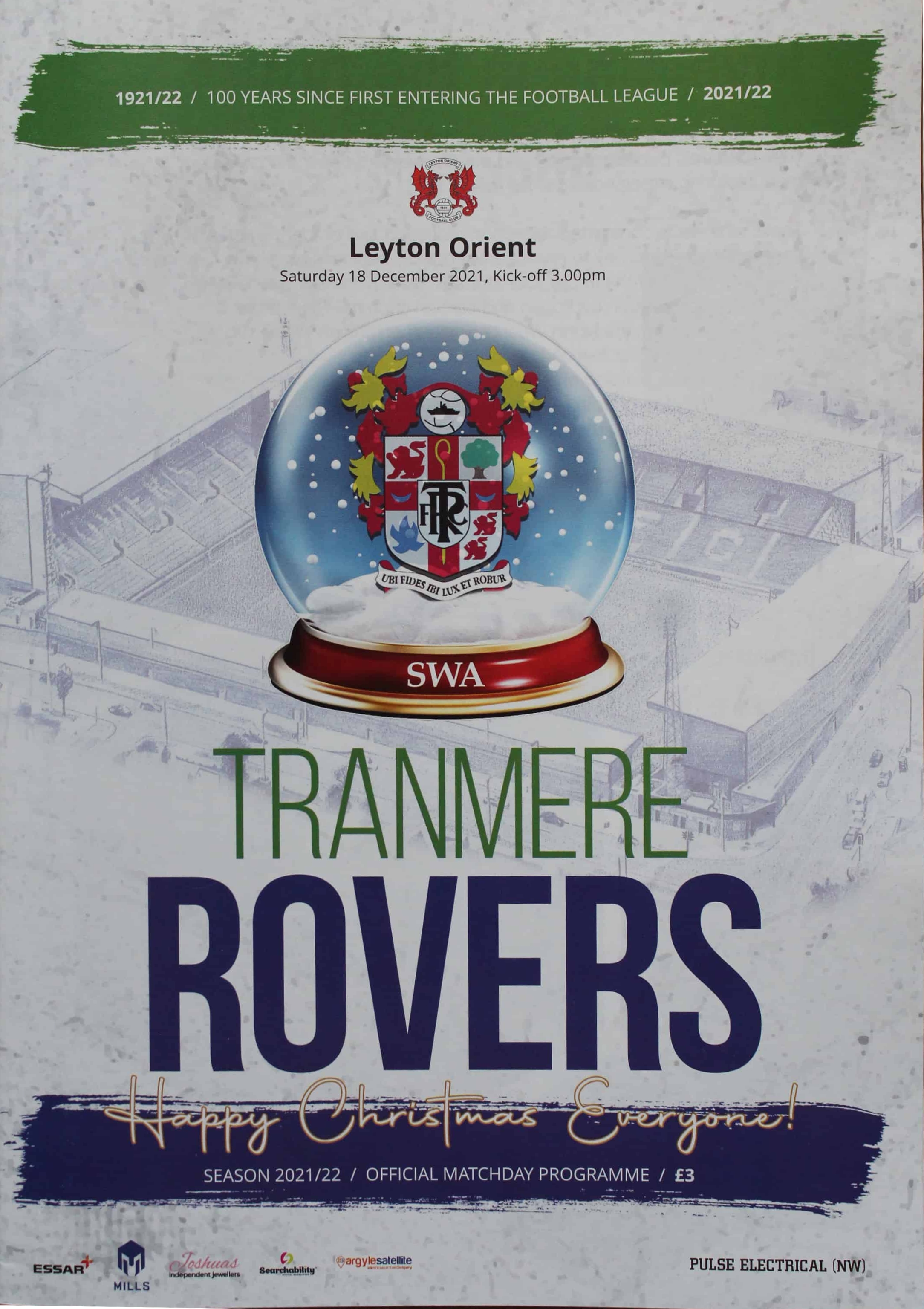 Match Programme for 18/12/2021