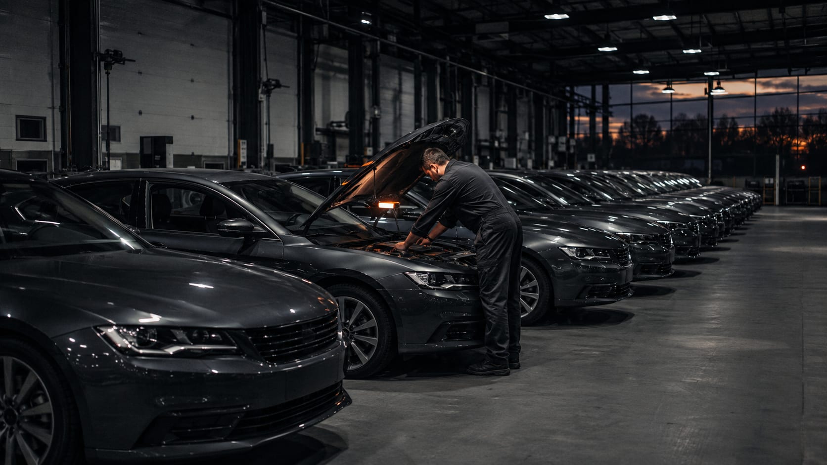 Обслуживание автопарка — ряд автомобилей в сервисе