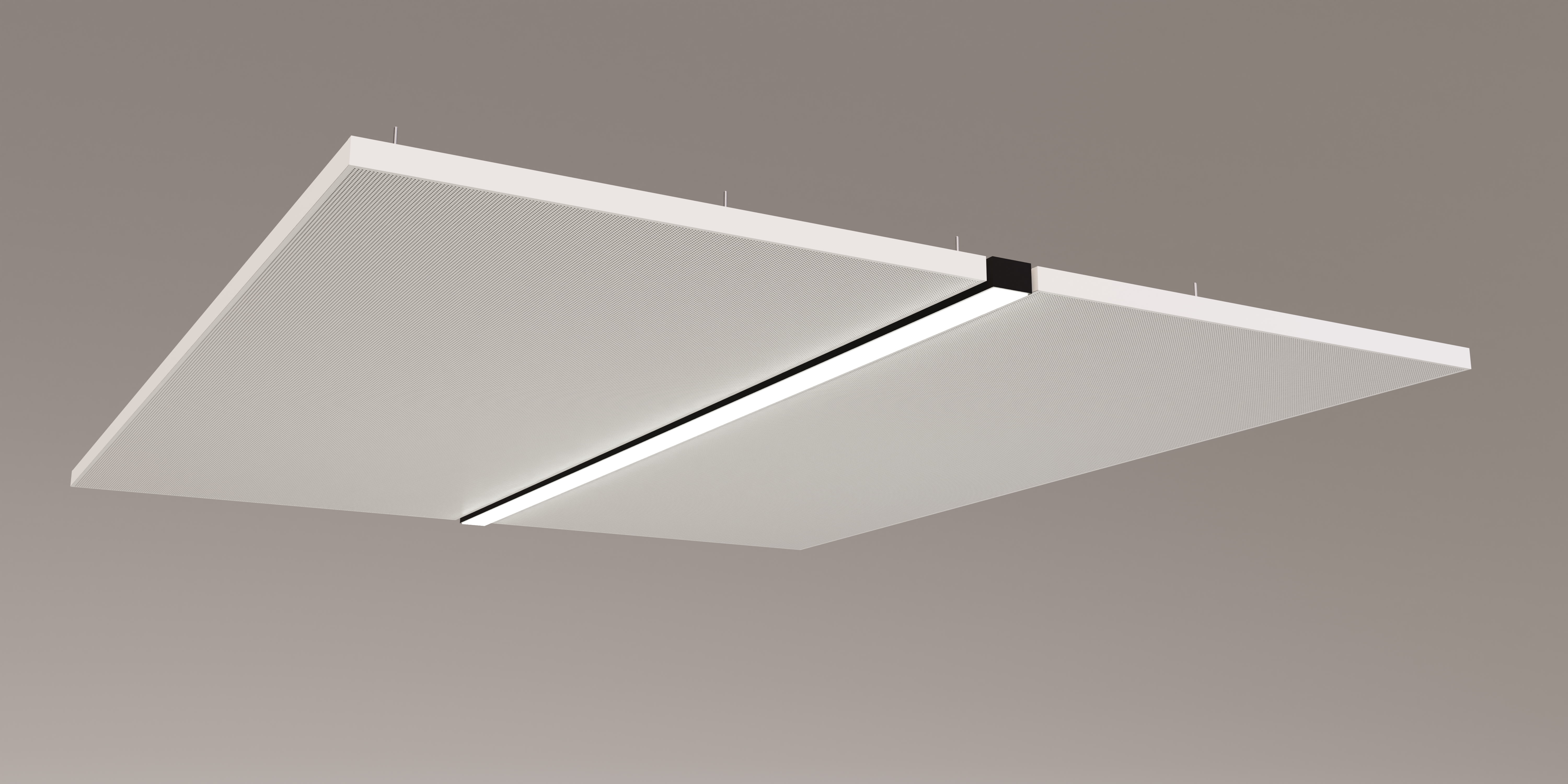 Deckensegel mit Beleuchtung im Büro