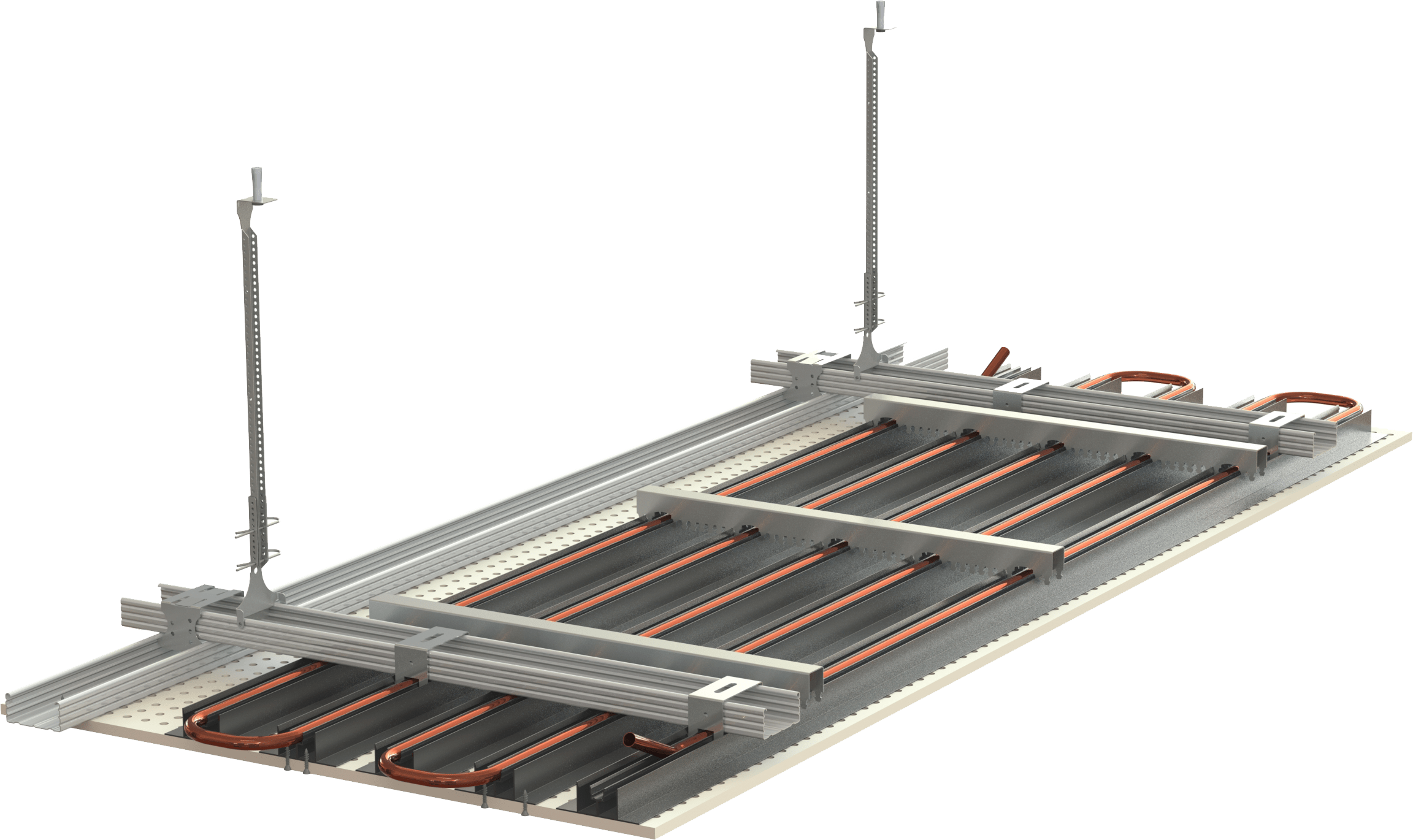 Technische Darstellung eines Gipskarton-Kühlregisters