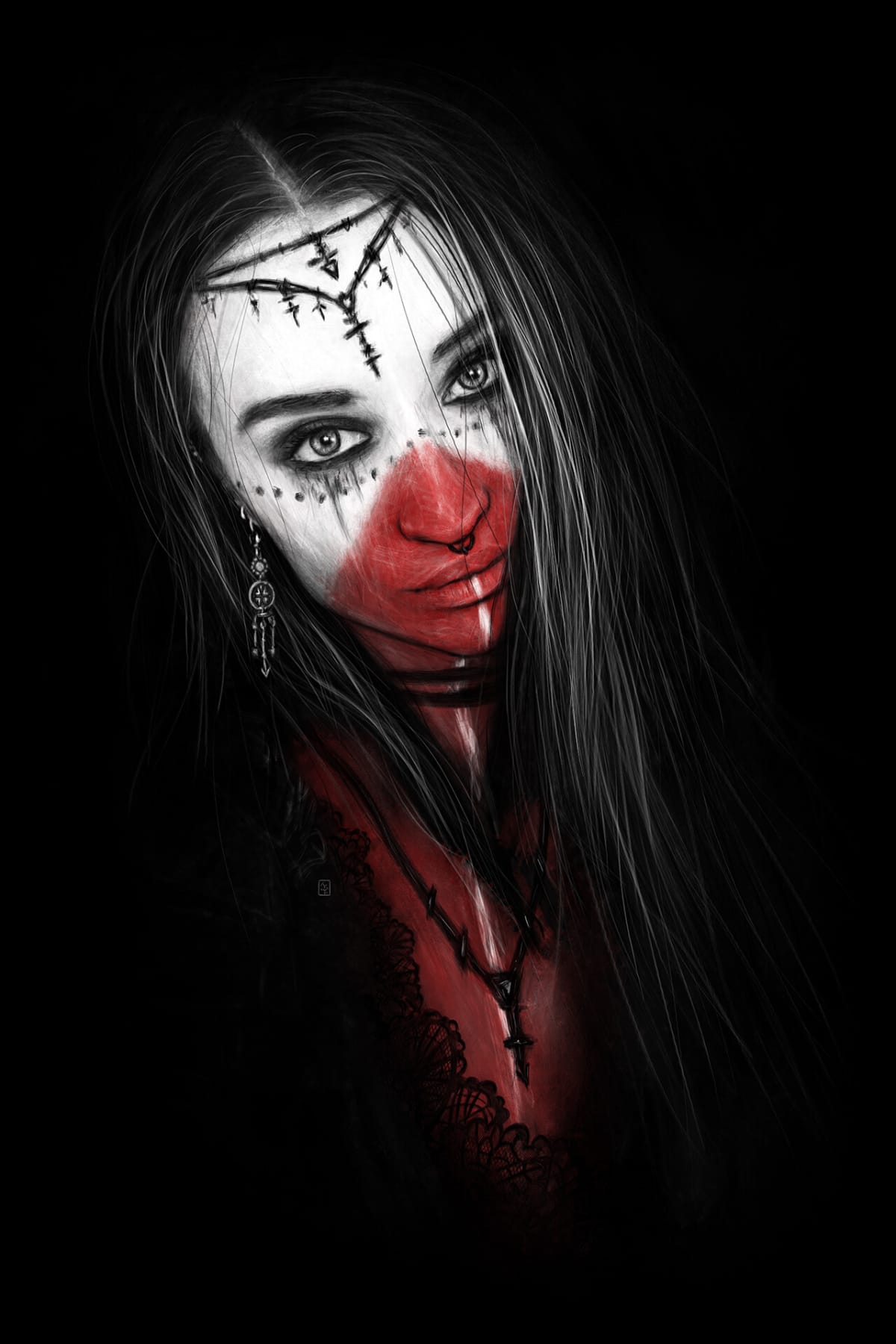 Dark Hunger, a surreal gothic fantasy digital portrait painting by Justin Gedak