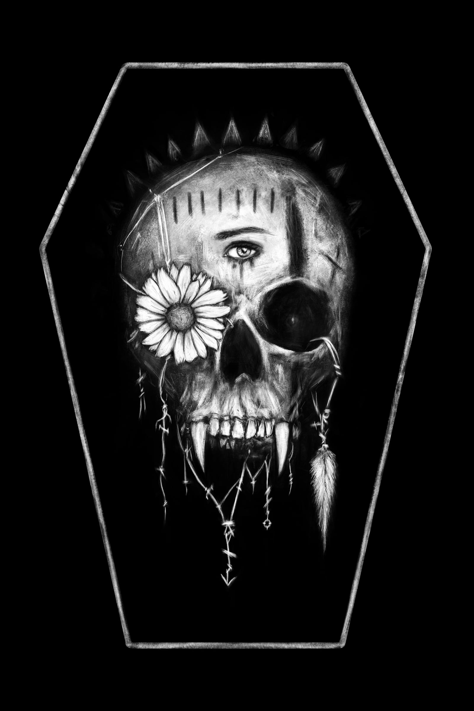 Vampire Skull, a surreal gothic fantasy digital portrait painting by Justin Gedak