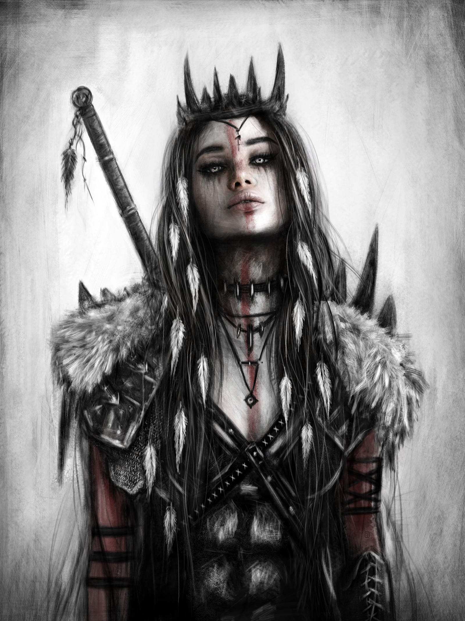 Wild, a surreal gothic fantasy digital portrait painting by Justin Gedak