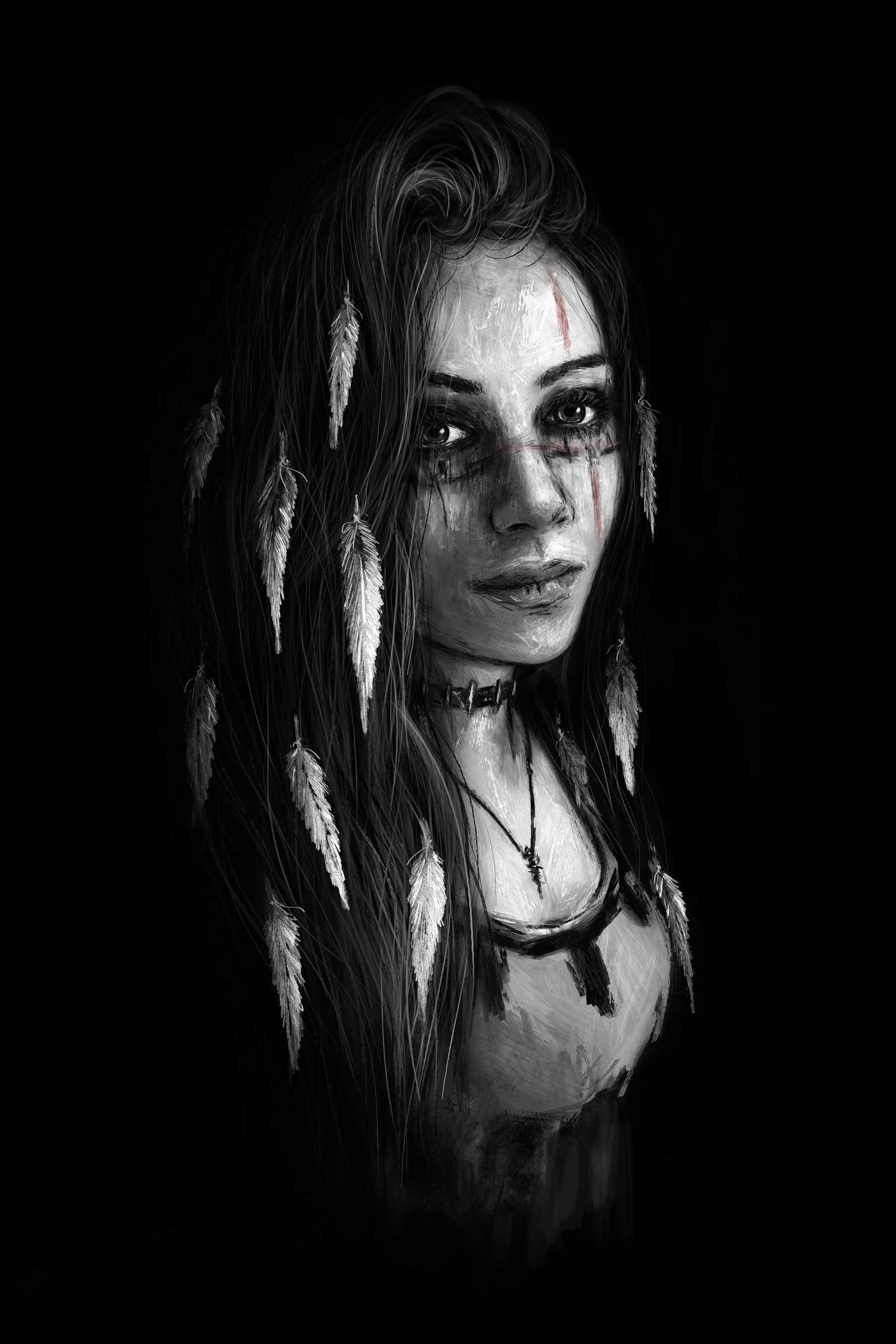 A Place in the Dark, a surreal gothic fantasy digital portrait painting by Justin Gedak