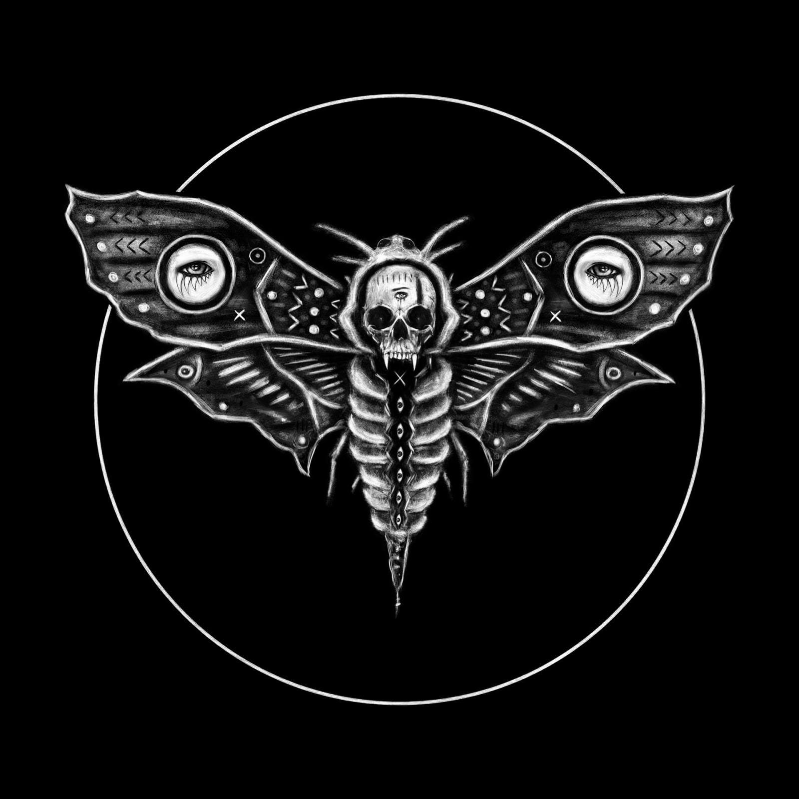 Deaths Head Hawkmoth, a surreal gothic fantasy digital portrait painting by Justin Gedak