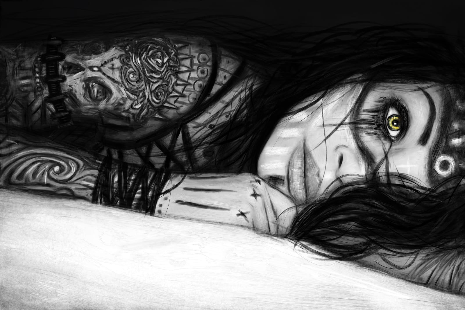 Edge of Winter, a surreal gothic fantasy digital portrait painting by Justin Gedak