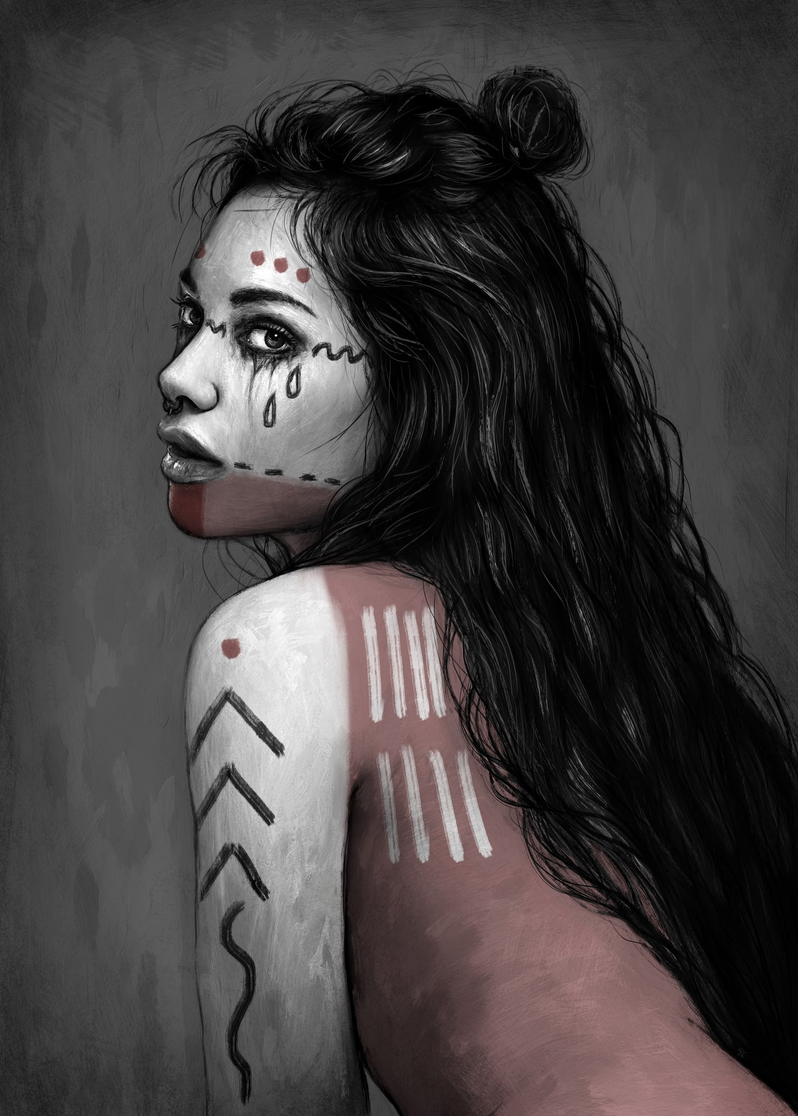 I Remain, a surreal gothic fantasy digital portrait painting by Justin Gedak