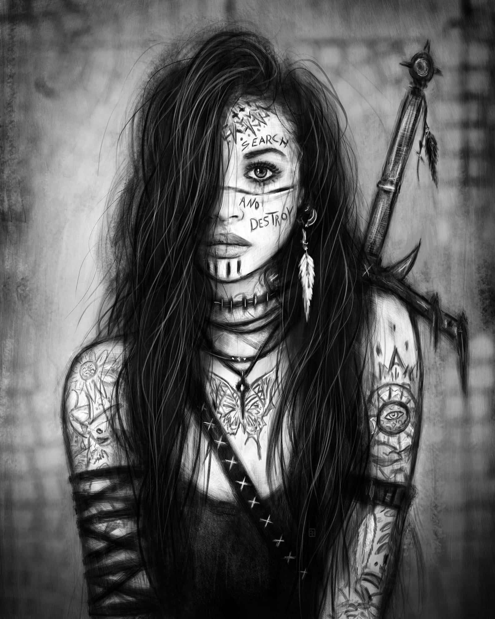 Search and Destroy, a surreal gothic fantasy digital portrait painting by Justin Gedak