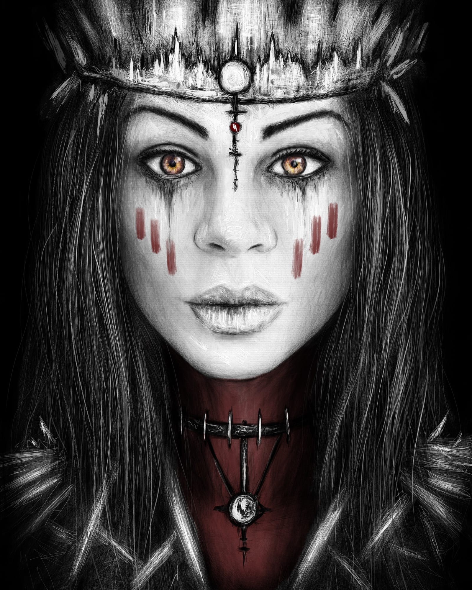 The Keeper of Dreams, a surreal gothic fantasy digital portrait painting by Justin Gedak