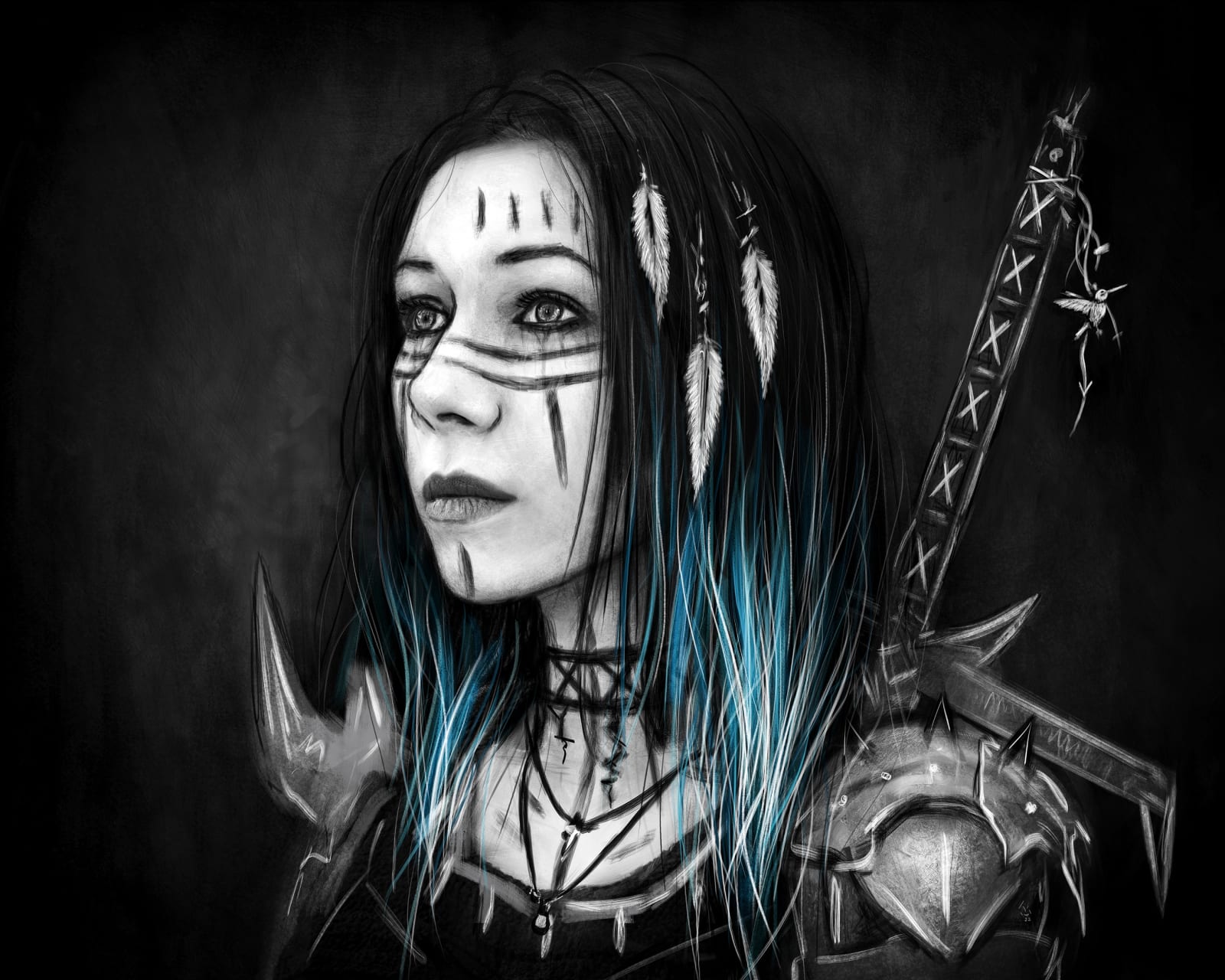 Through the Night, a surreal gothic fantasy digital portrait painting by Justin Gedak