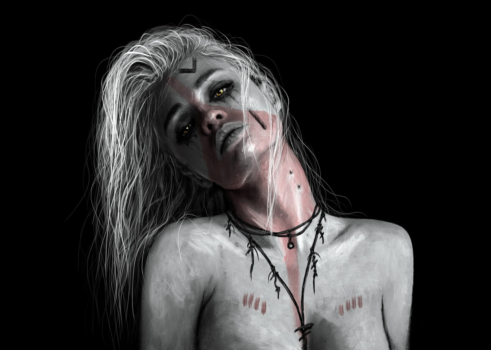 Vampire Bite, a surreal gothic fantasy digital portrait painting by Justin Gedak