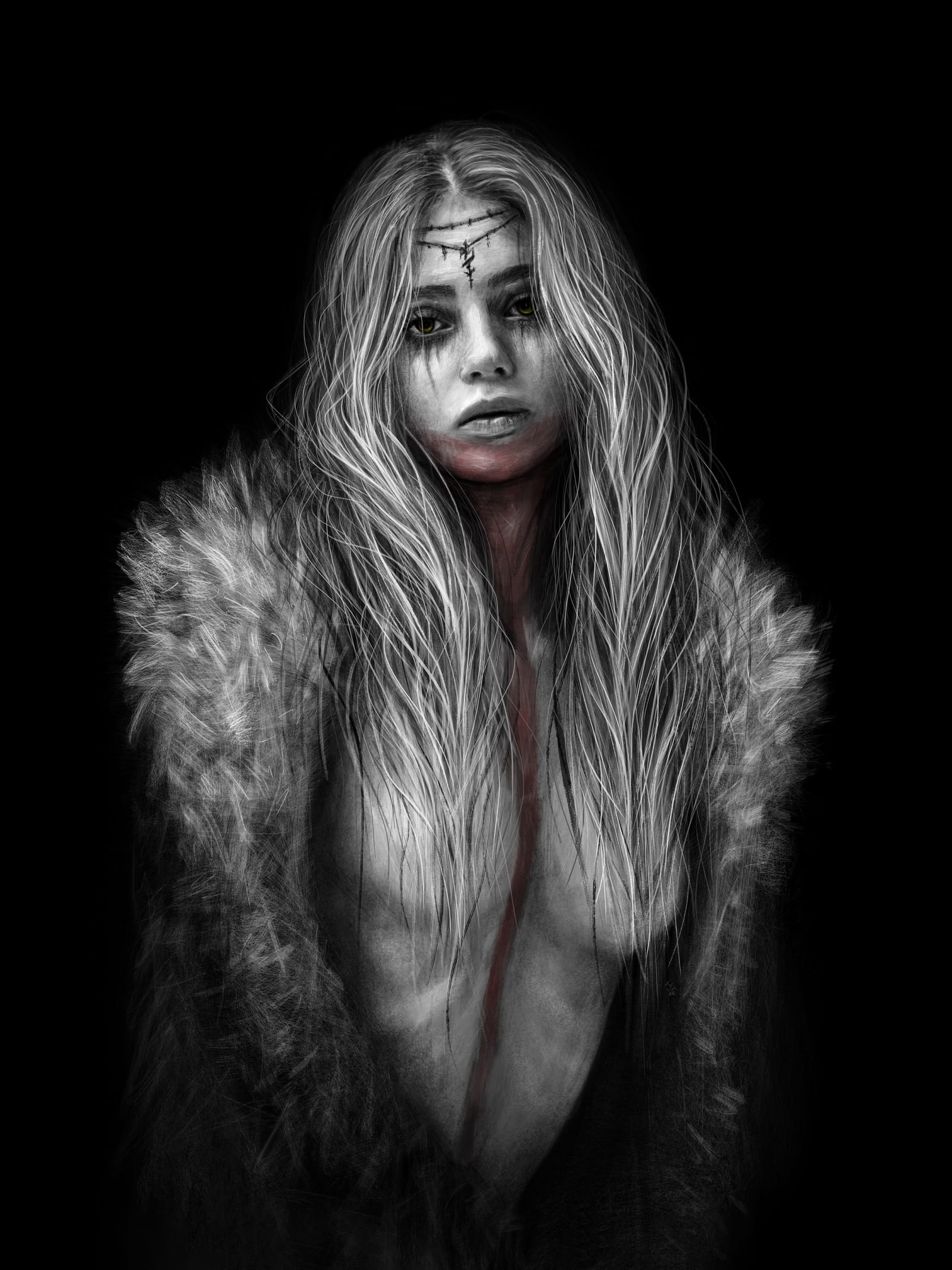 What Remains, a surreal gothic fantasy digital portrait painting by Justin Gedak