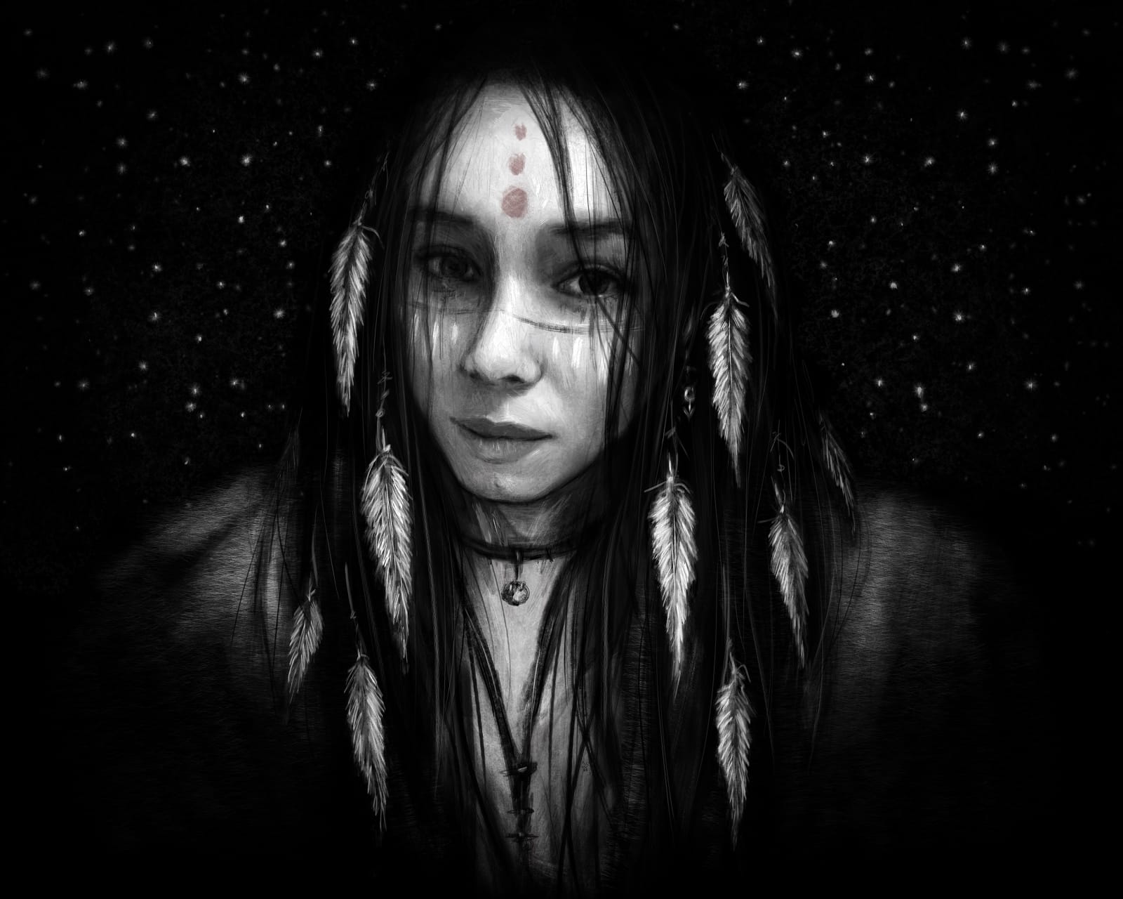 While the World Sleeps, a surreal gothic fantasy digital portrait painting by Justin Gedak