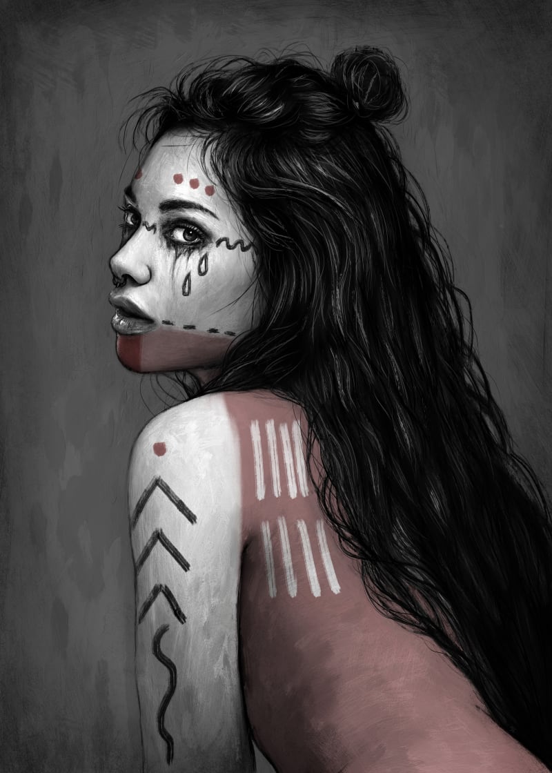I Remain, a surreal gothic fantasy digital portrait painting by Justin Gedak