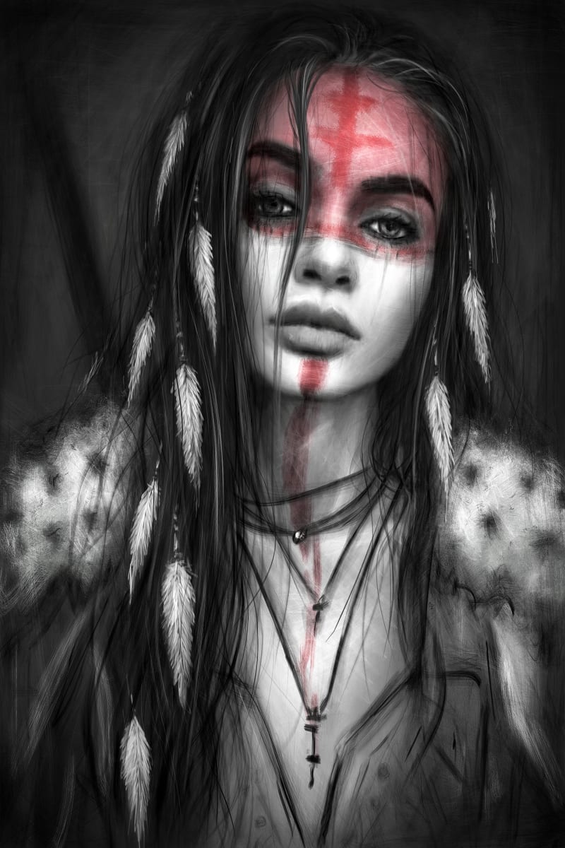 The Dark of Night, a surreal gothic fantasy digital portrait painting by Justin Gedak
