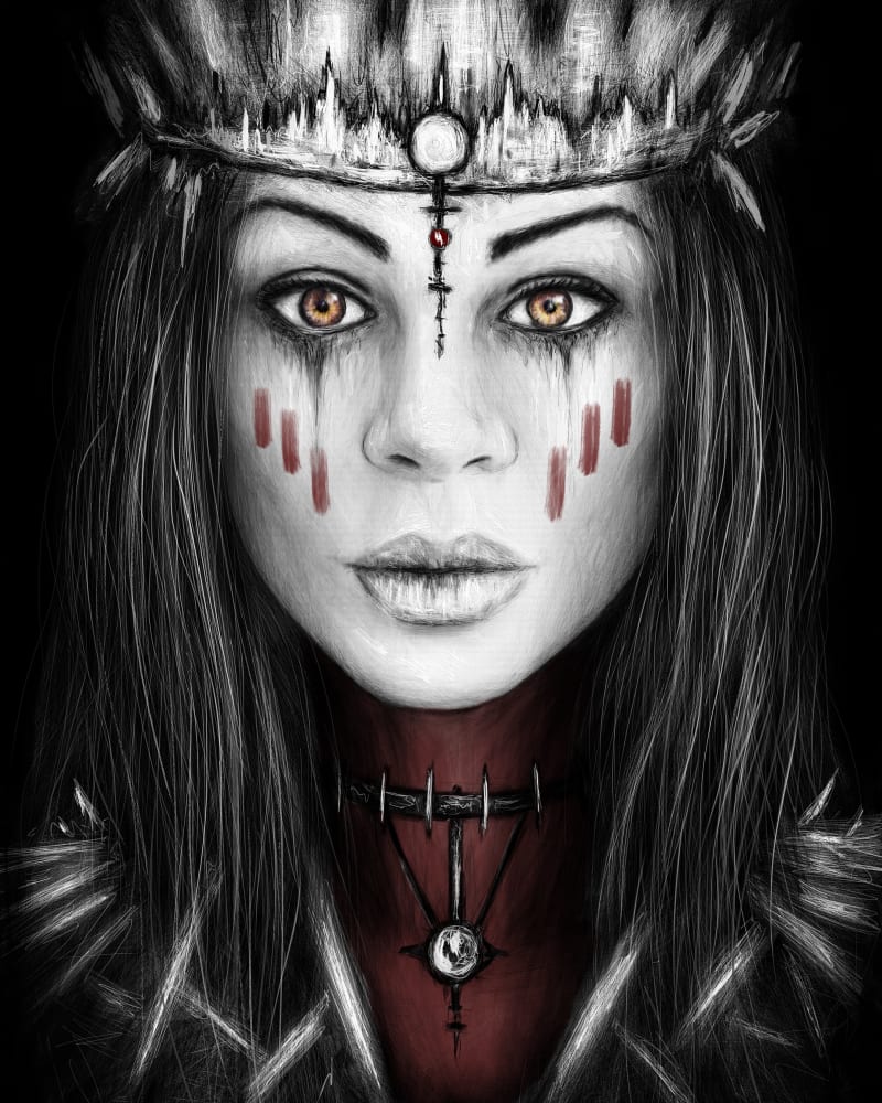 The Keeper of Dreams, a surreal gothic fantasy digital portrait painting by Justin Gedak