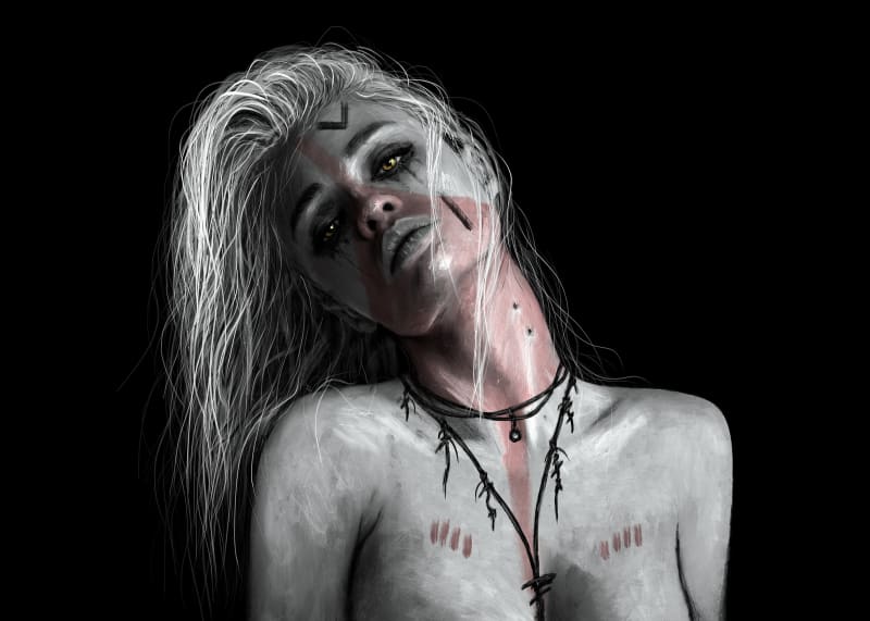 Vampire Bite, a surreal gothic fantasy digital portrait painting by Justin Gedak