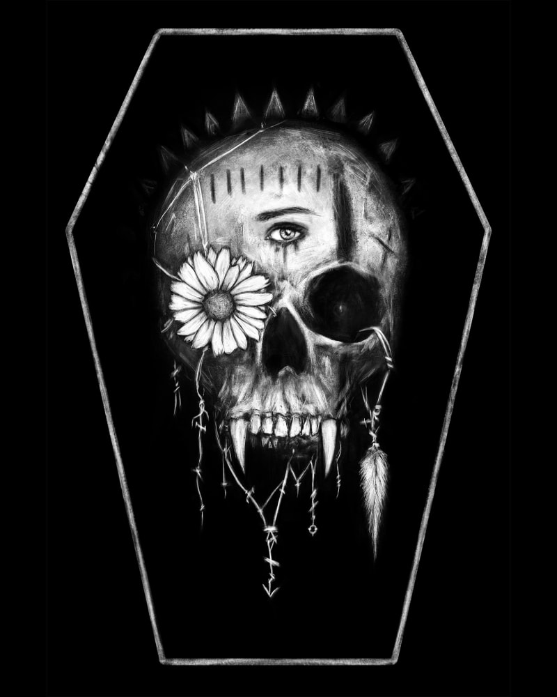 Vampire Skull, a surreal gothic fantasy digital portrait painting by Justin Gedak